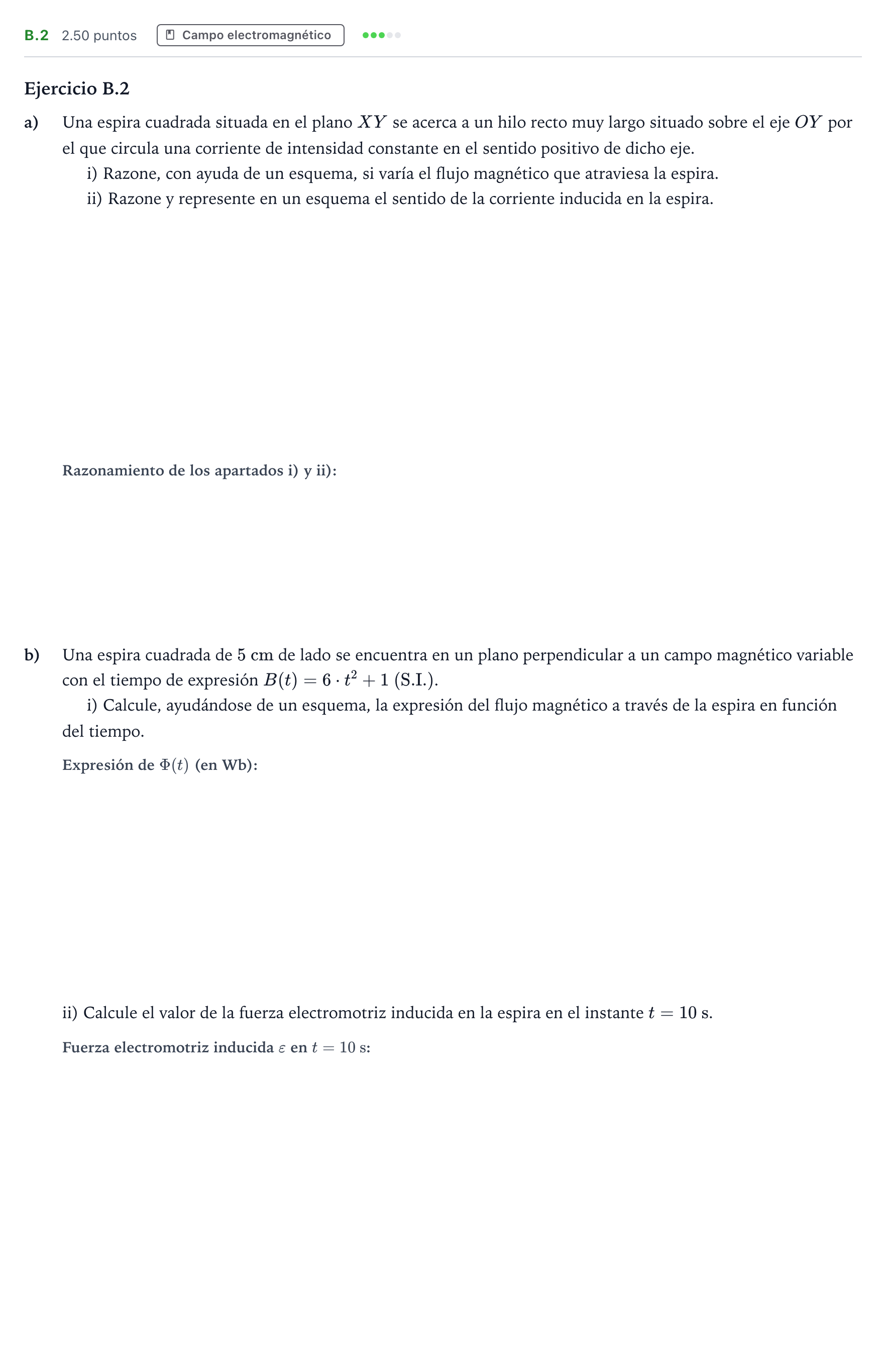Enunciado: Ejercicio B.2 · Física PAU Andalucía Extraordinaria Suplente 2021