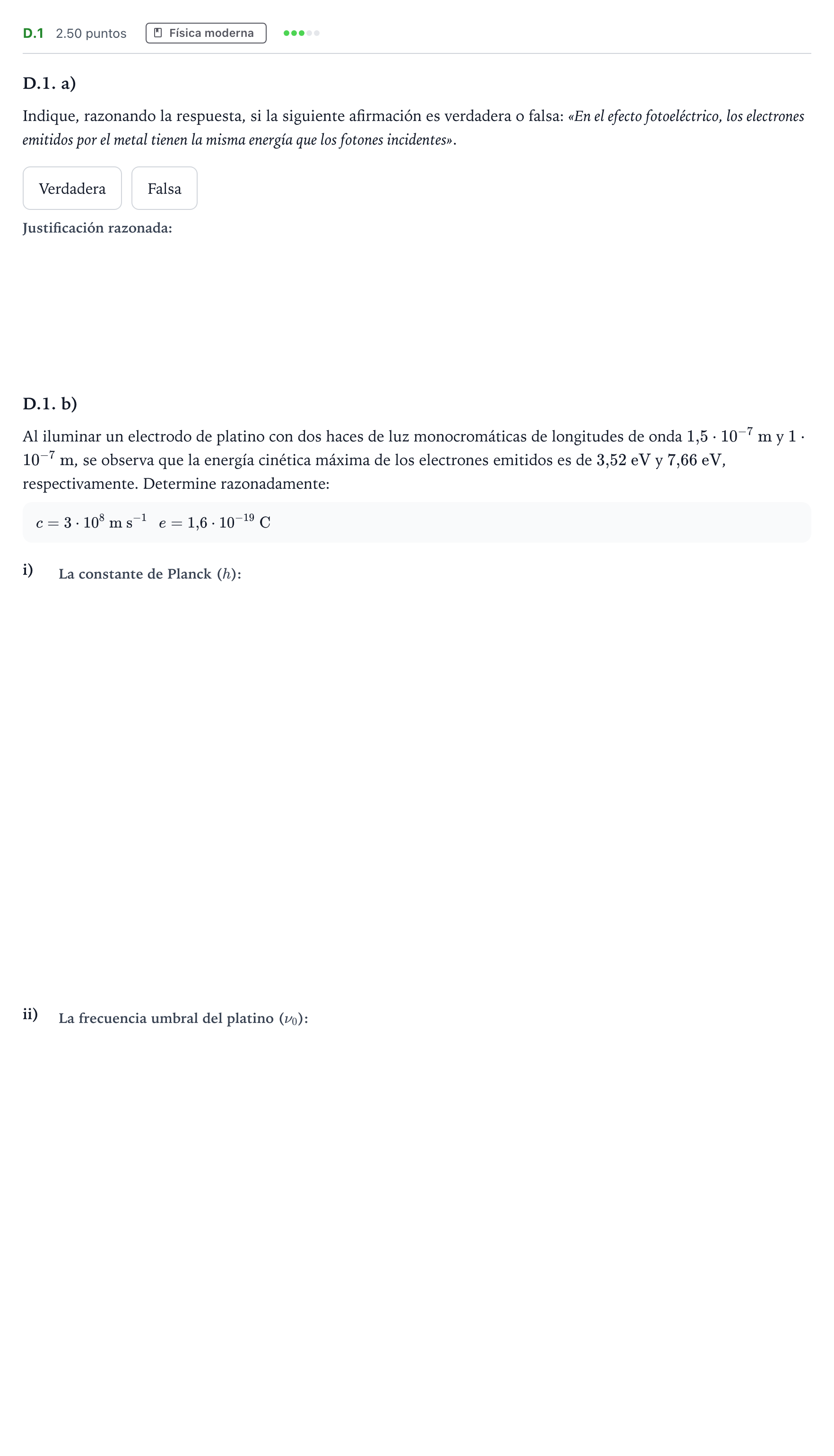 Enunciado: Ejercicio D.1 · Física PAU Andalucía Extraordinaria Suplente 2021