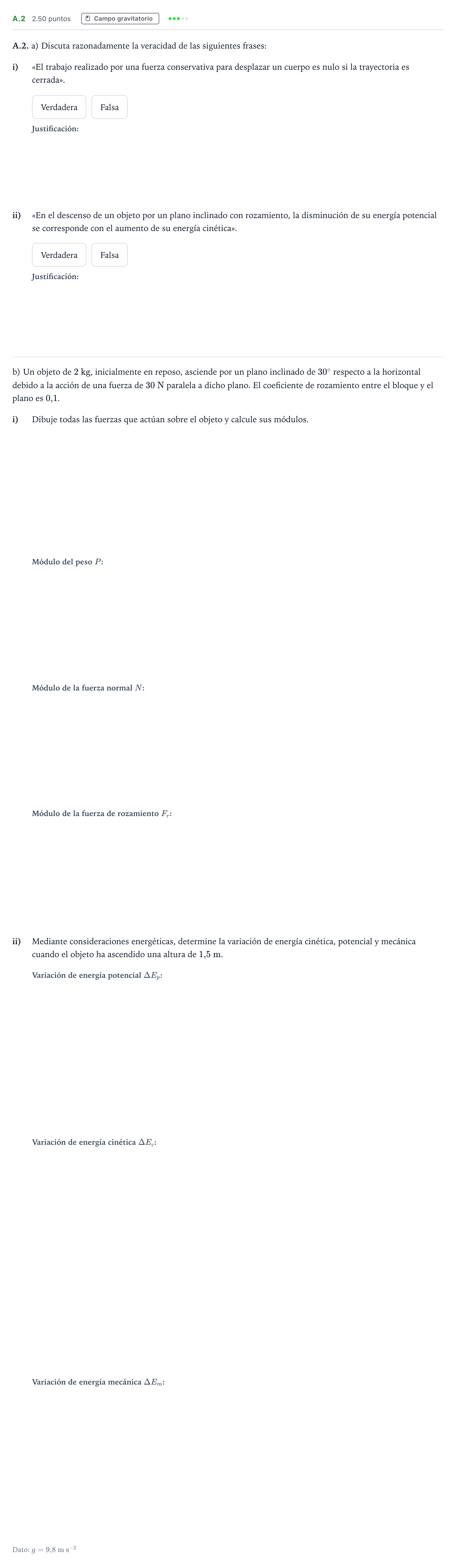 Enunciado: Ejercicio A.2 · Física PAU Andalucía Extraordinaria Titular 2021