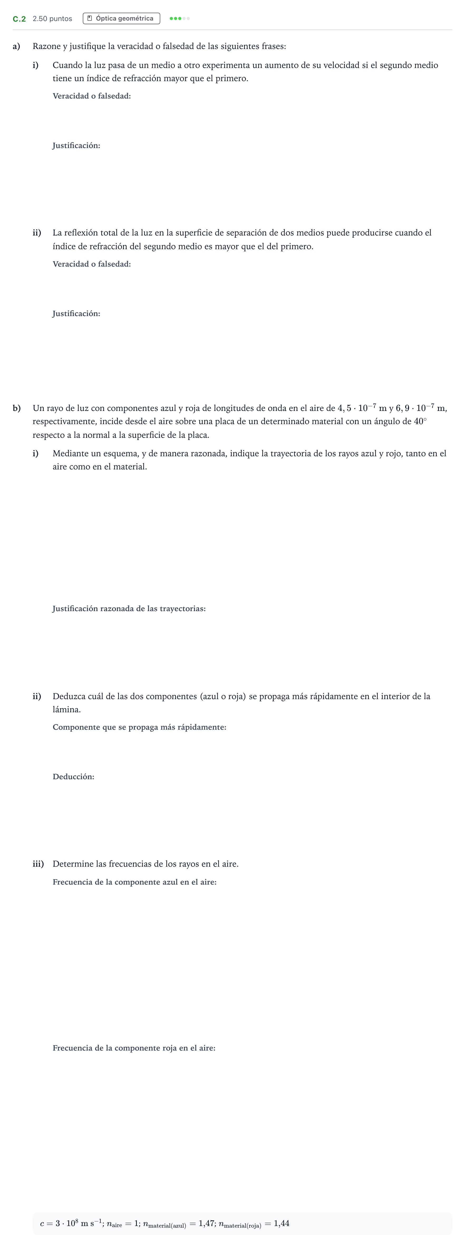 Enunciado: Ejercicio C.2 · Física PAU Andalucía Extraordinaria Titular 2021