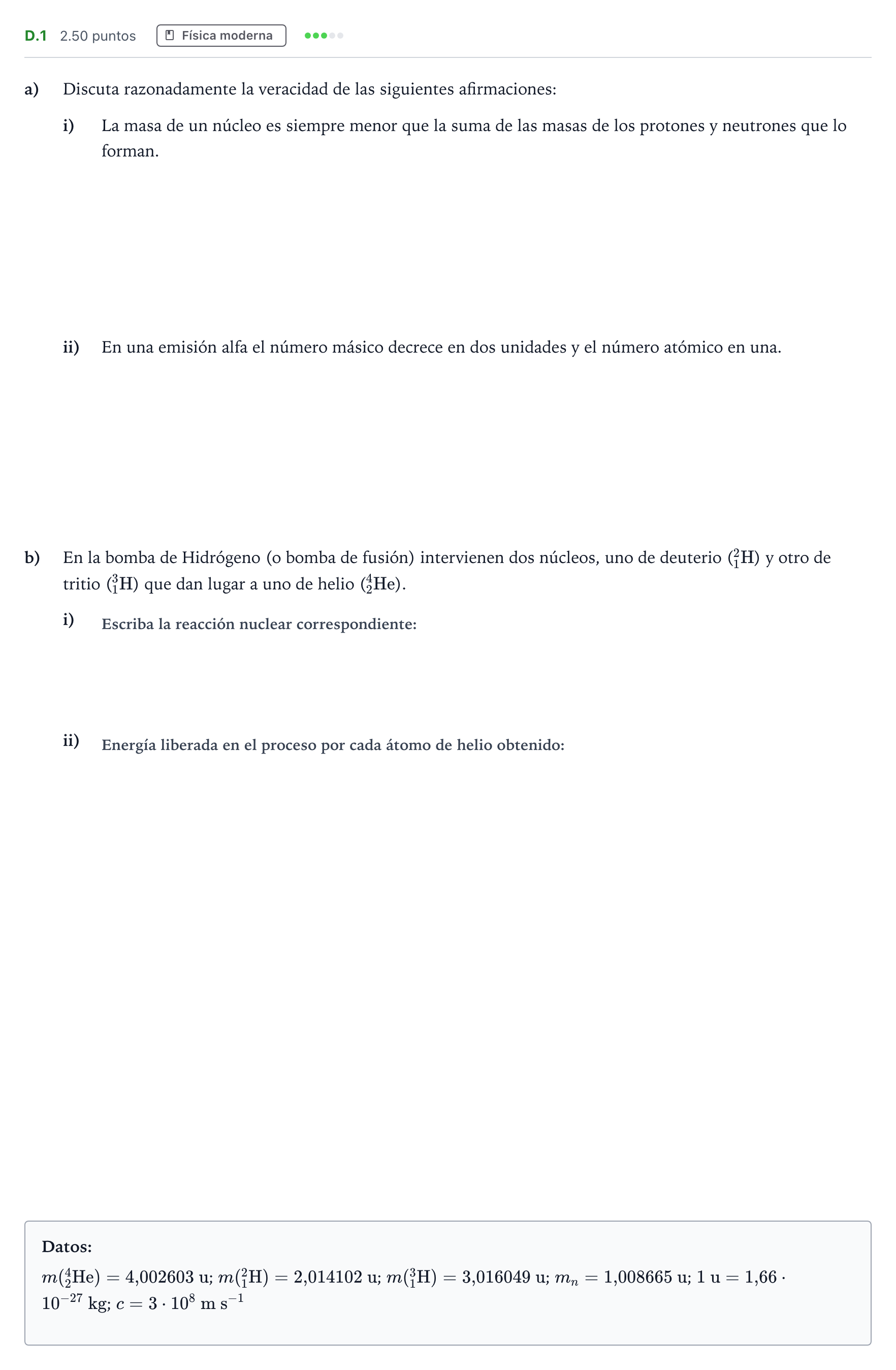 Enunciado: Ejercicio D.1 · Física PAU Andalucía Extraordinaria Titular 2021