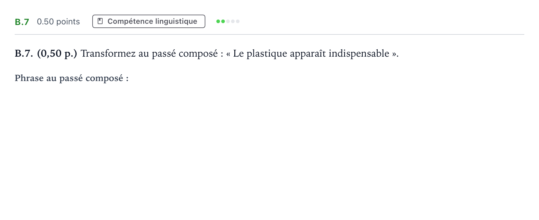 Enunciado: Ejercicio B.7 · Francés PAU Andalucía Extraordinaria Suplente 2021