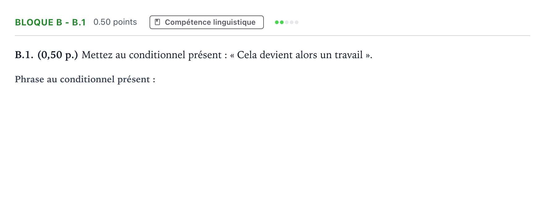 Enunciado: Bloque B - B.1 · Francés PAU Andalucía Extraordinaria Titular (Admisión) 2021