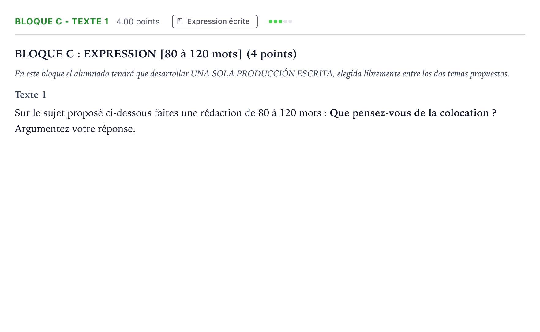 Enunciado: Bloque C - Texte 1 · Francés PAU Andalucía Ordinaria Reserva 2021