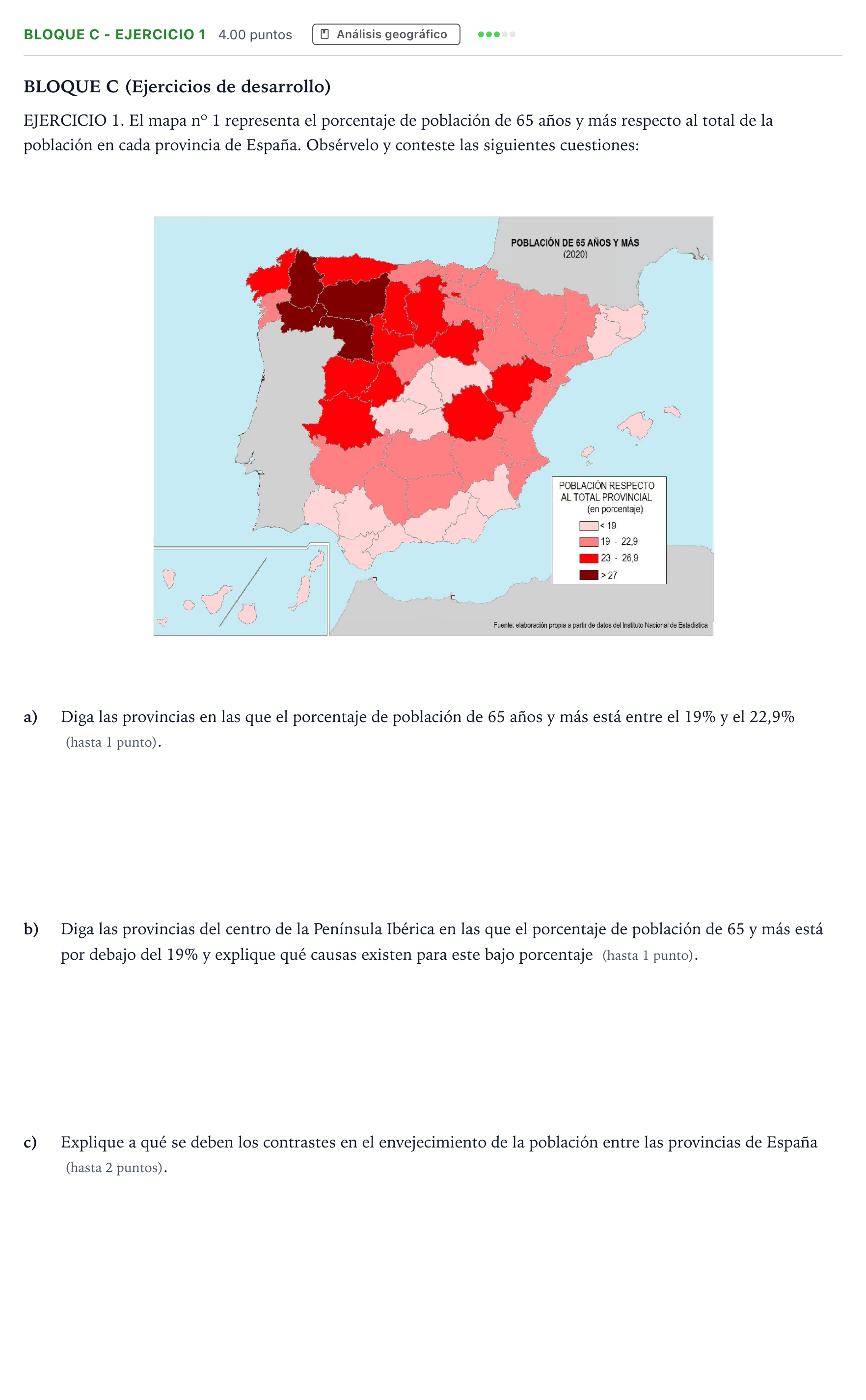 Enunciado: Bloque C - Ejercicio 1 · Geografía PAU Andalucía Extraordinaria Reserva 2021
