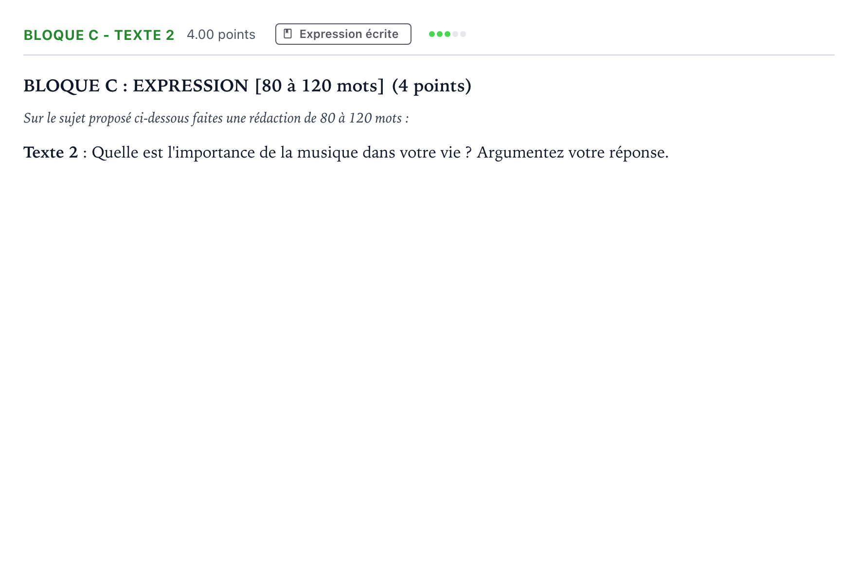Enunciado: Bloque C - Texte 2 · Francés PAU Andalucía Ordinaria Titular (Acceso) 2021