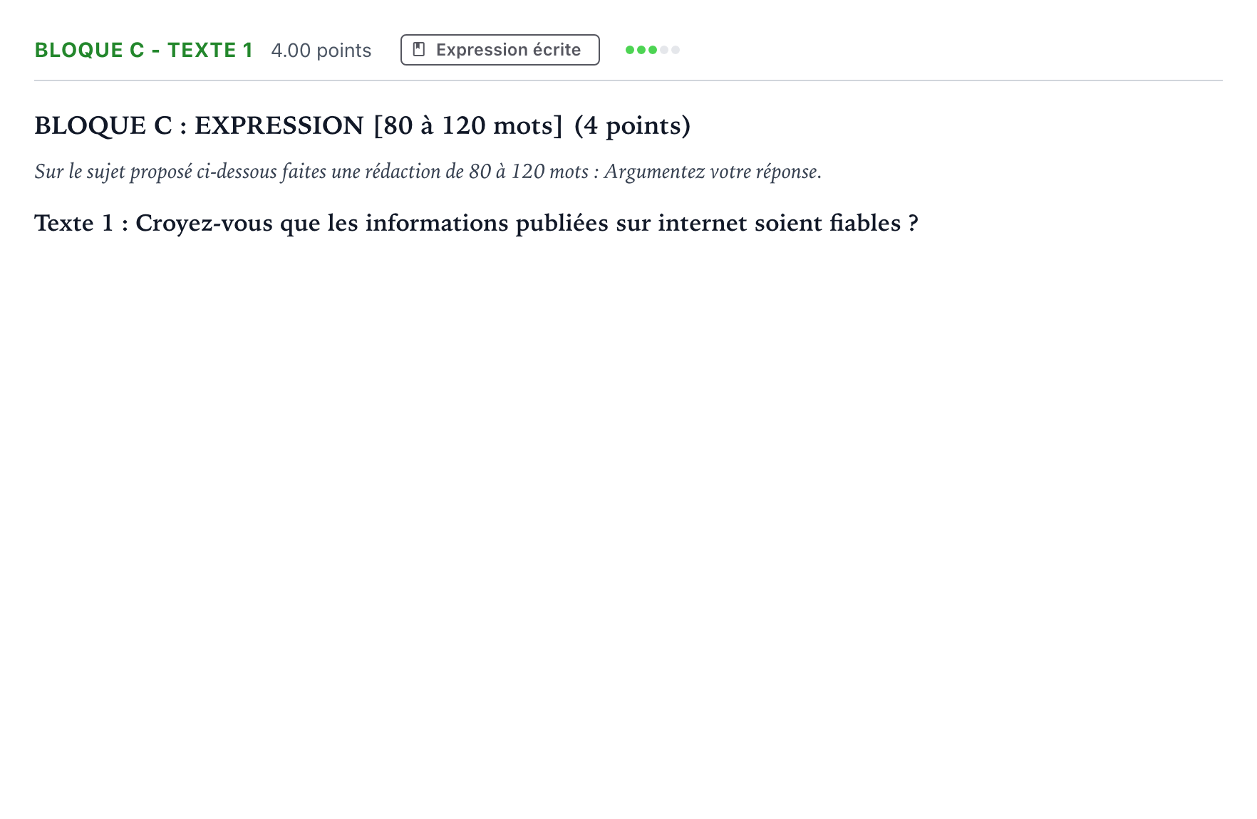 Enunciado: Bloque C - Texte 1 · Francés PAU Andalucía Ordinaria Suplente 2021