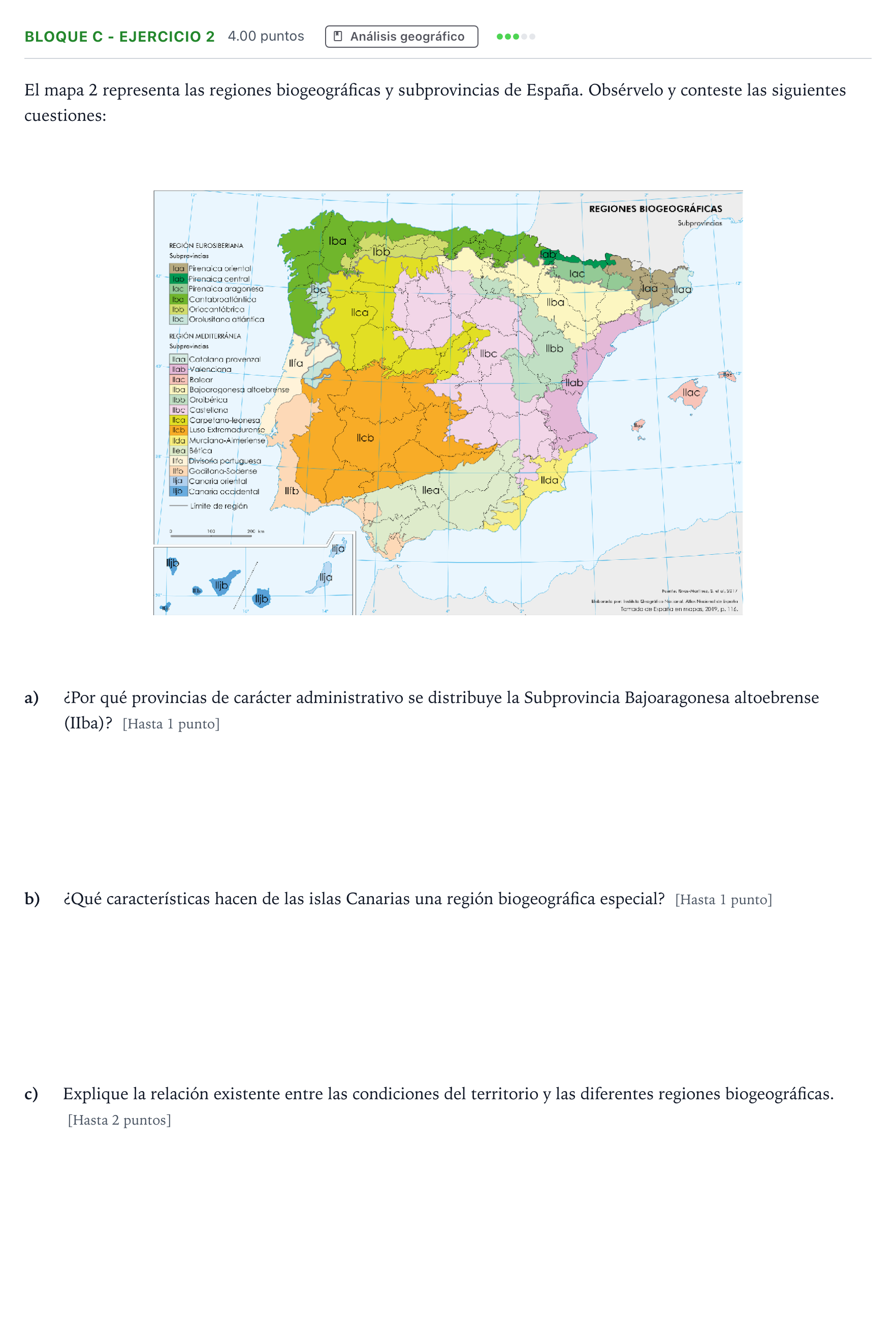 Enunciado: Bloque C - Ejercicio 2 · Geografía PAU Andalucía Extraordinaria Suplente 2021