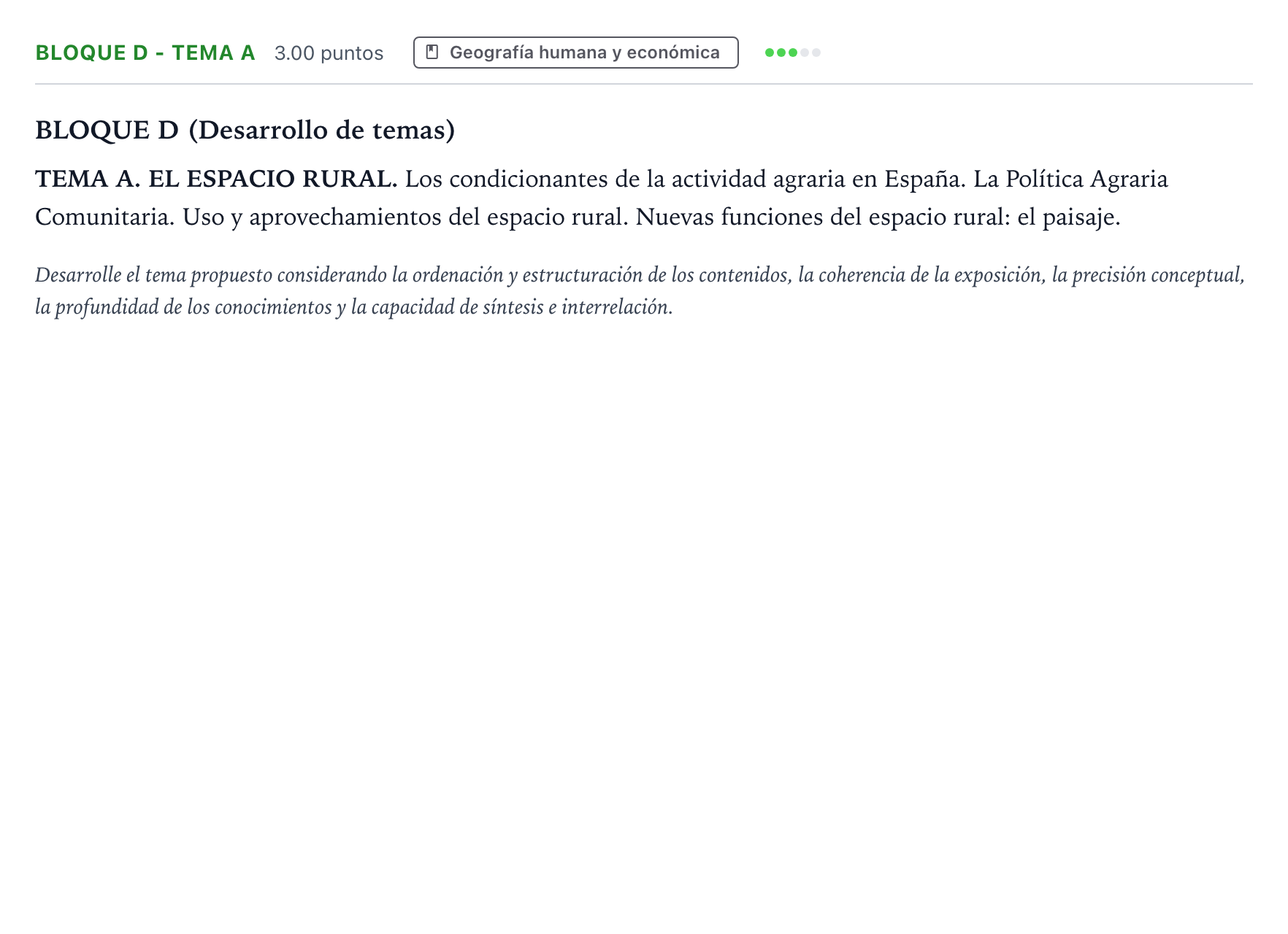 Enunciado: Bloque D - Tema A · Geografía PAU Andalucía Extraordinaria Suplente 2021
