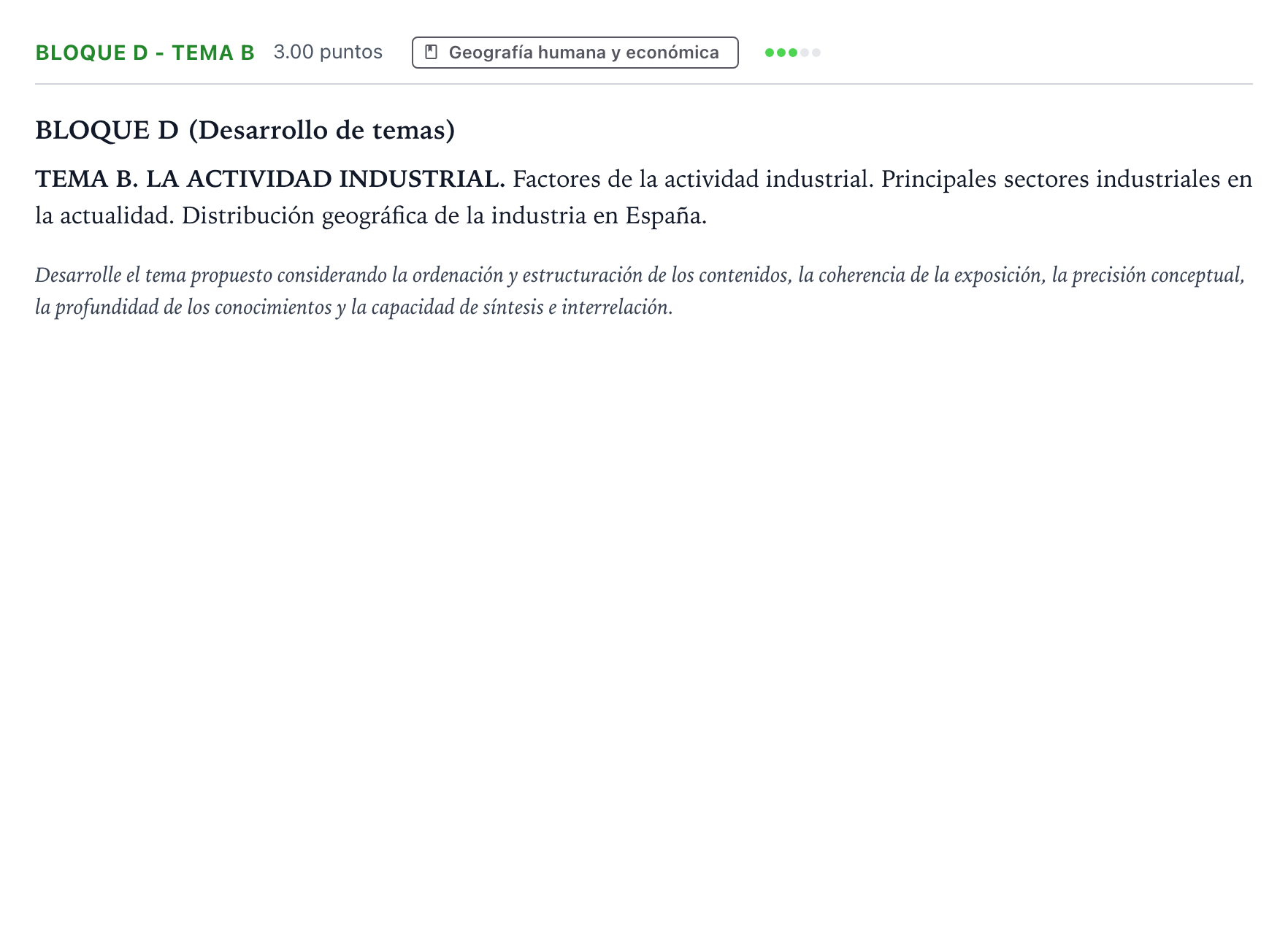 Enunciado: Bloque D - Tema B · Geografía PAU Andalucía Extraordinaria Suplente 2021