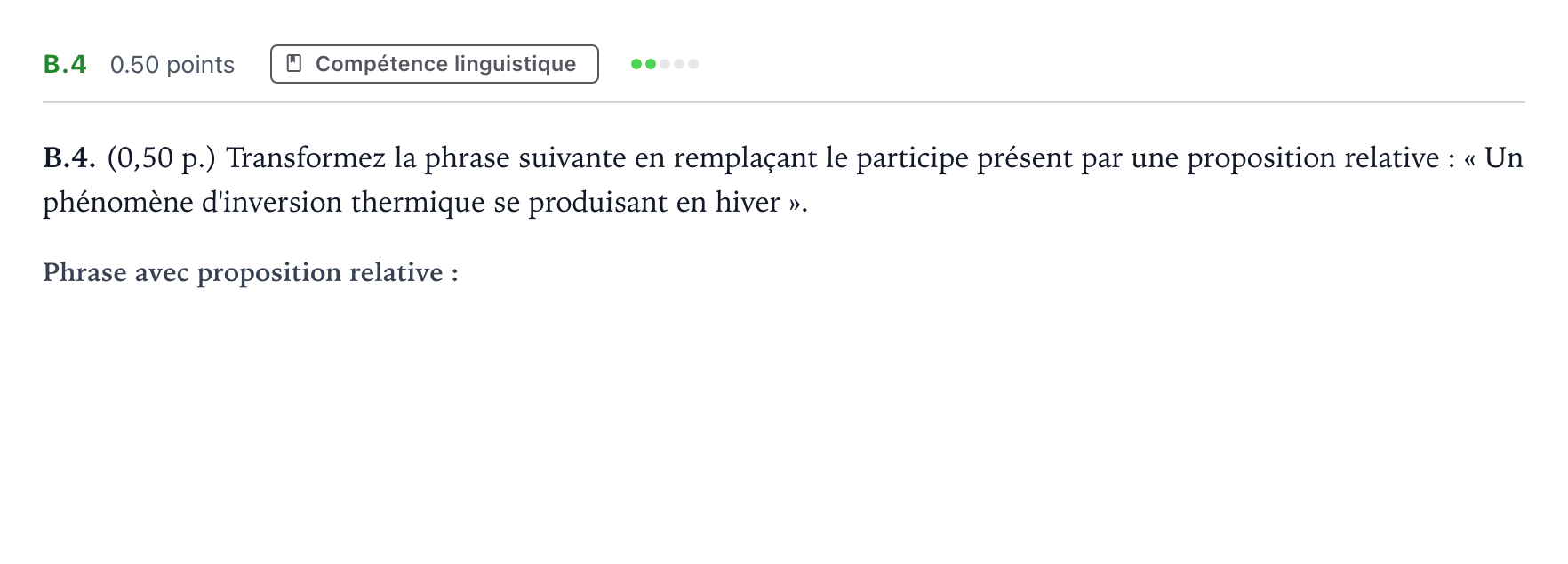 Enunciado: Ejercicio B.4 · Francés PAU Andalucía Ordinaria Titular (Admisión) 2021