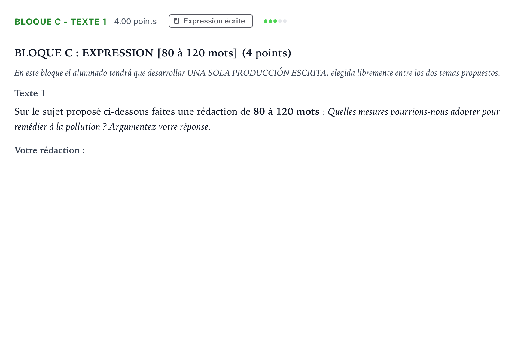 Enunciado: Bloque C - Texte 1 · Francés PAU Andalucía Ordinaria Titular (Admisión) 2021