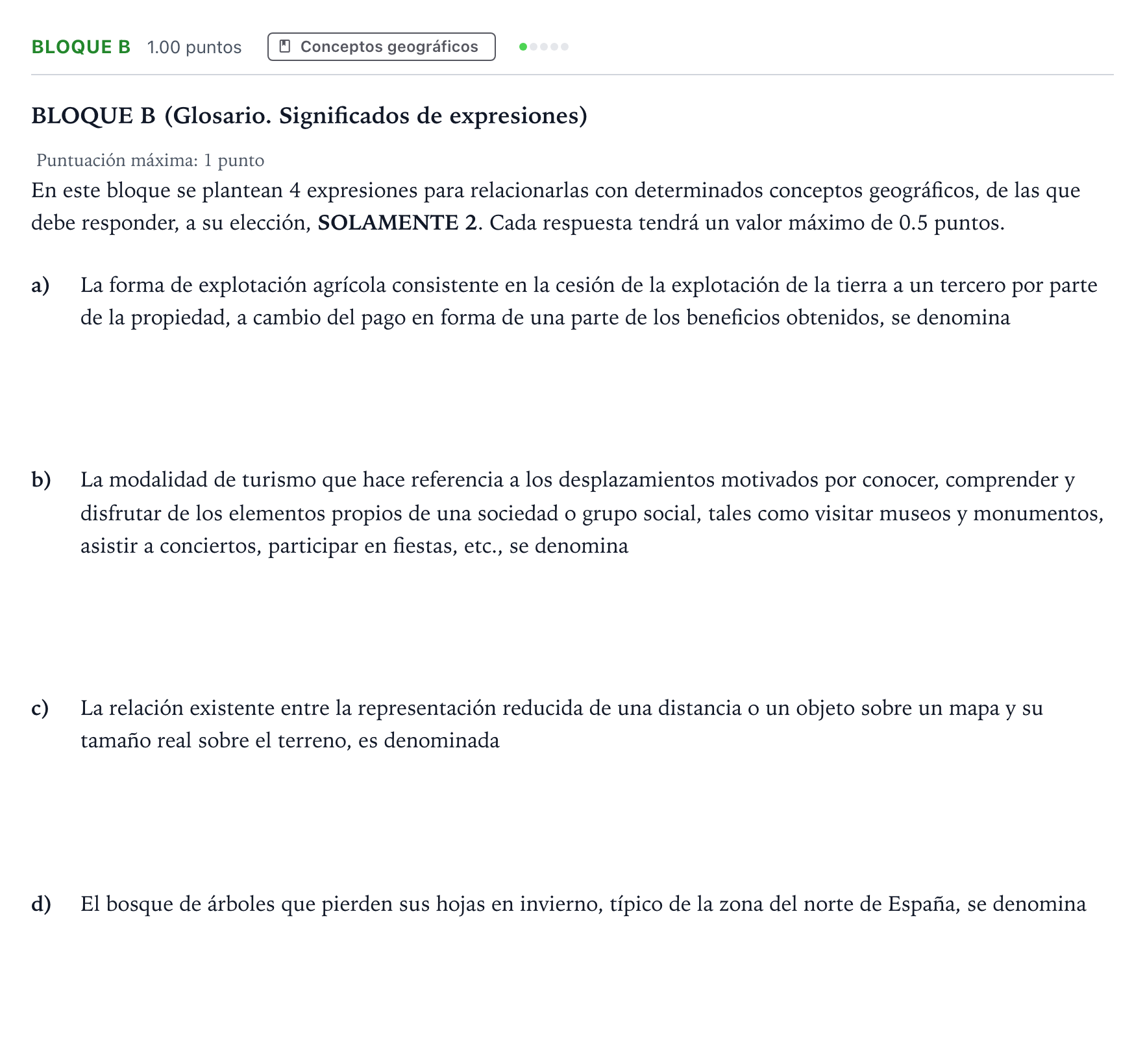 Enunciado: Bloque B · Geografía PAU Andalucía Extraordinaria Titular 2021