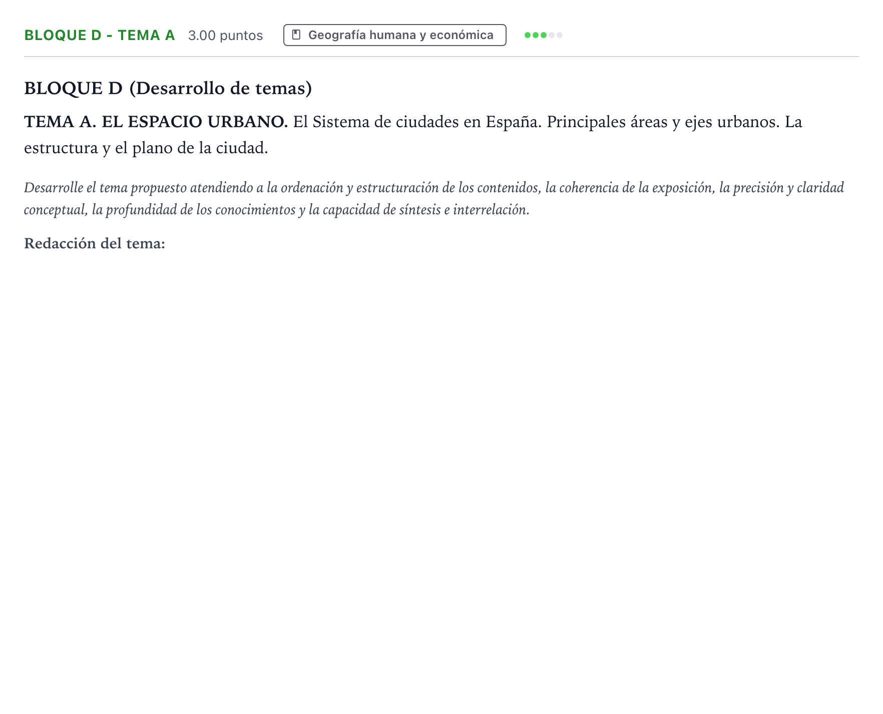Enunciado: Bloque D - Tema A · Geografía PAU Andalucía Extraordinaria Titular 2021