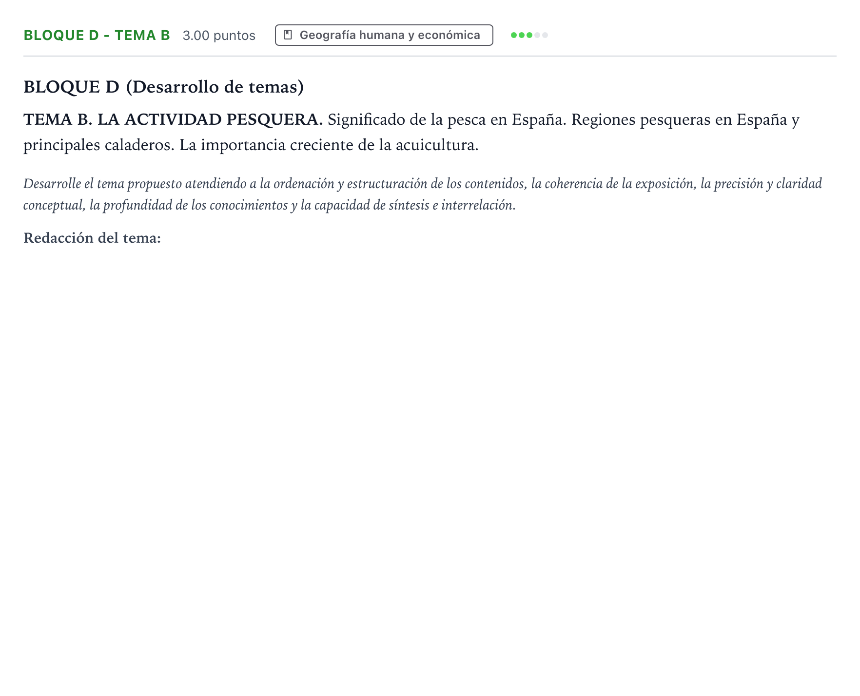 Enunciado: Bloque D - Tema B · Geografía PAU Andalucía Extraordinaria Titular 2021