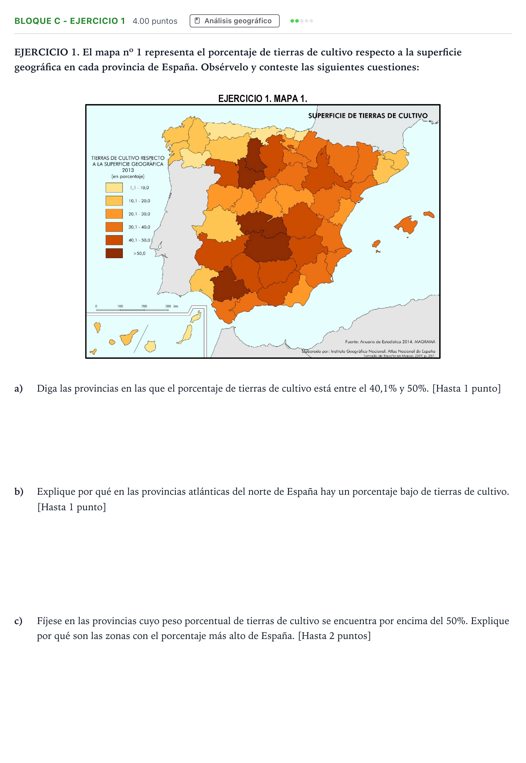 Enunciado: Bloque C - Ejercicio 1 · Geografía PAU Andalucía Ordinaria Reserva 2021
