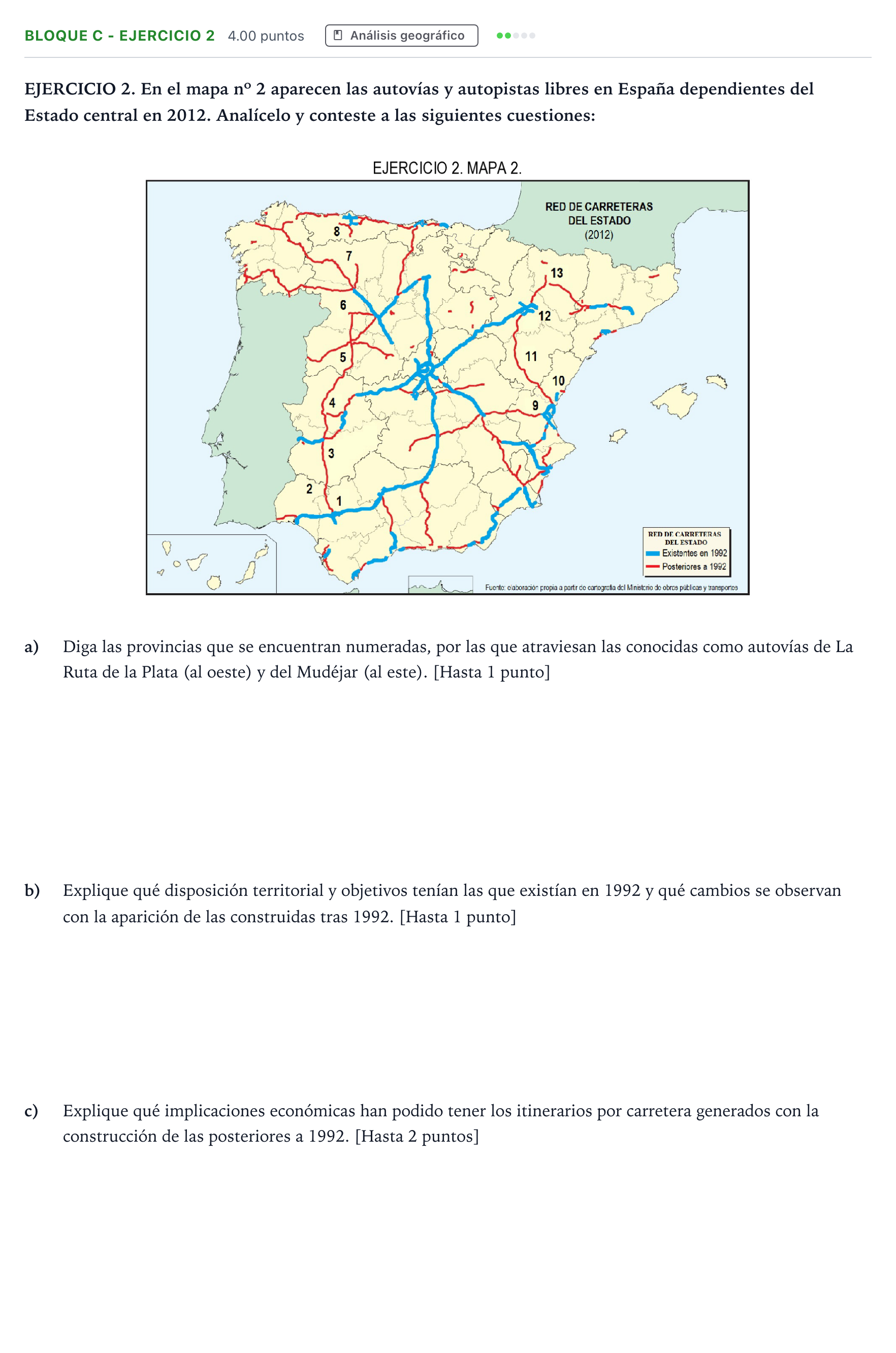 Enunciado: Bloque C - Ejercicio 2 · Geografía PAU Andalucía Ordinaria Reserva 2021