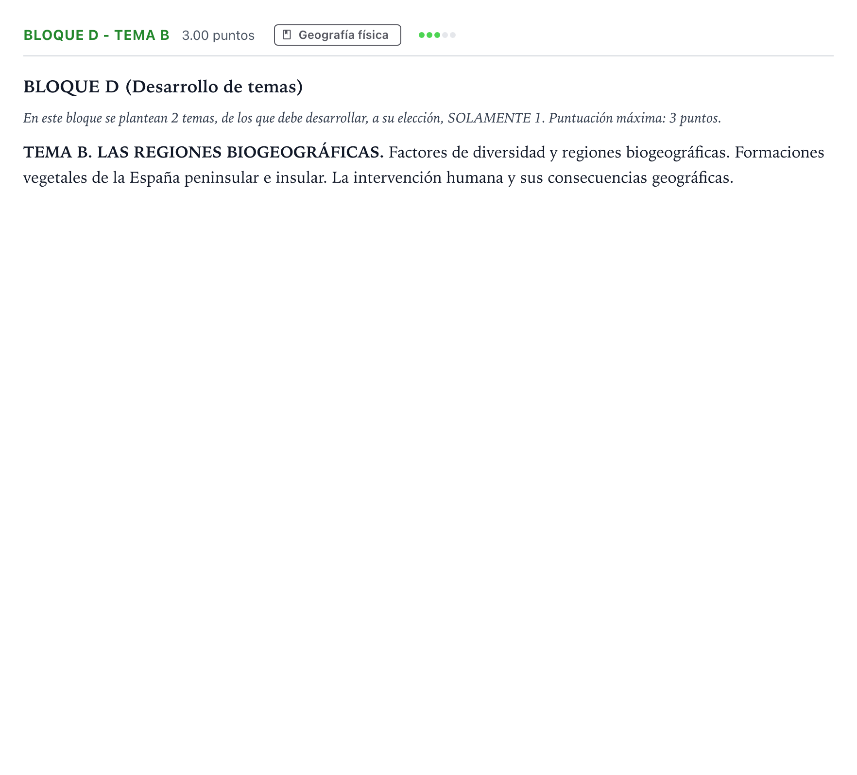 Enunciado: Bloque D - Tema B · Geografía PAU Andalucía Ordinaria Suplente 2021