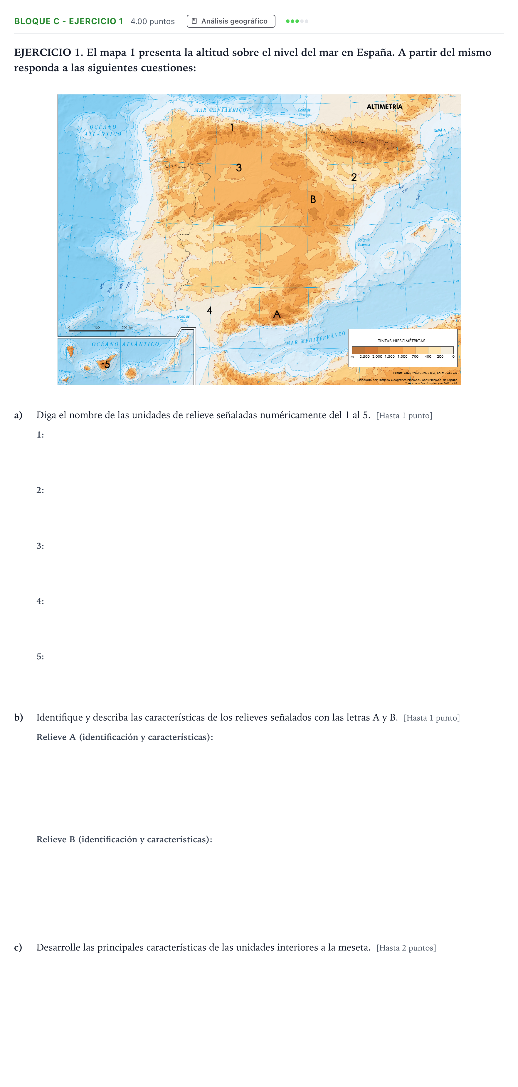 Enunciado: Bloque C - Ejercicio 1 · Geografía PAU Andalucía Ordinaria Titular 2021