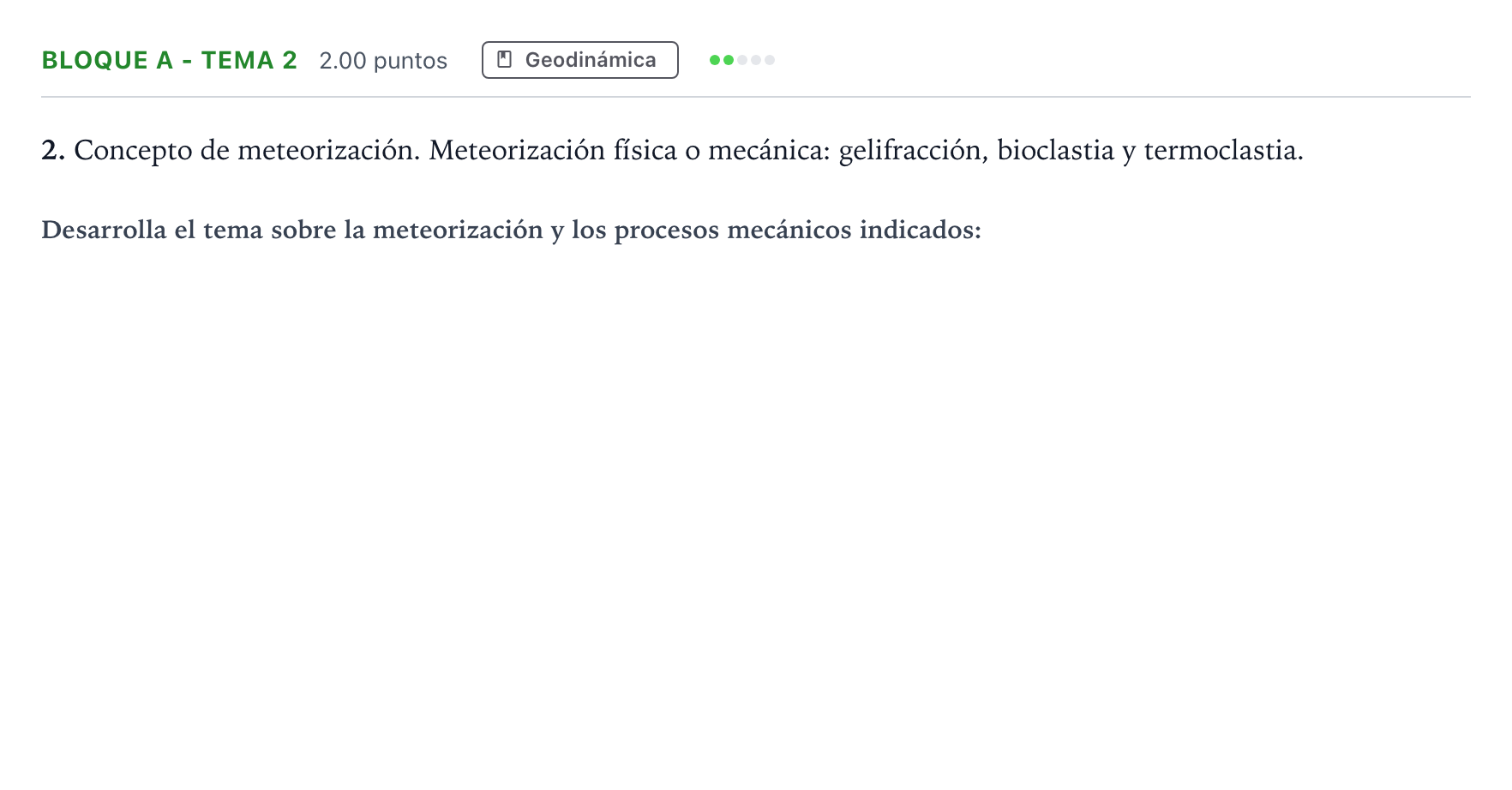 Enunciado: Bloque A - Tema 2 · Geología PAU Andalucía Extraordinaria Reserva 2021