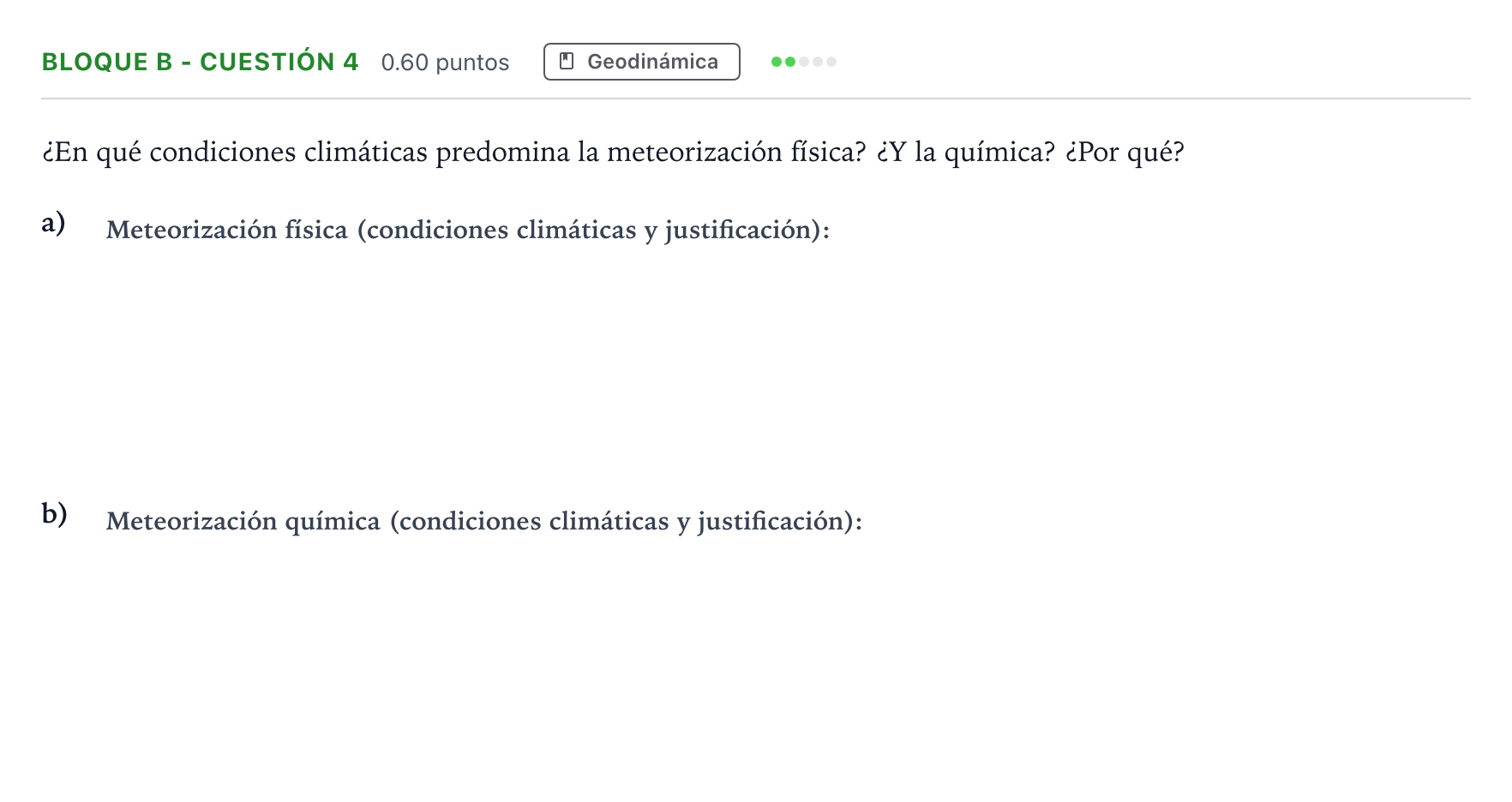Enunciado: Bloque B - Cuestión 4 · Geología PAU Andalucía Extraordinaria Reserva 2021