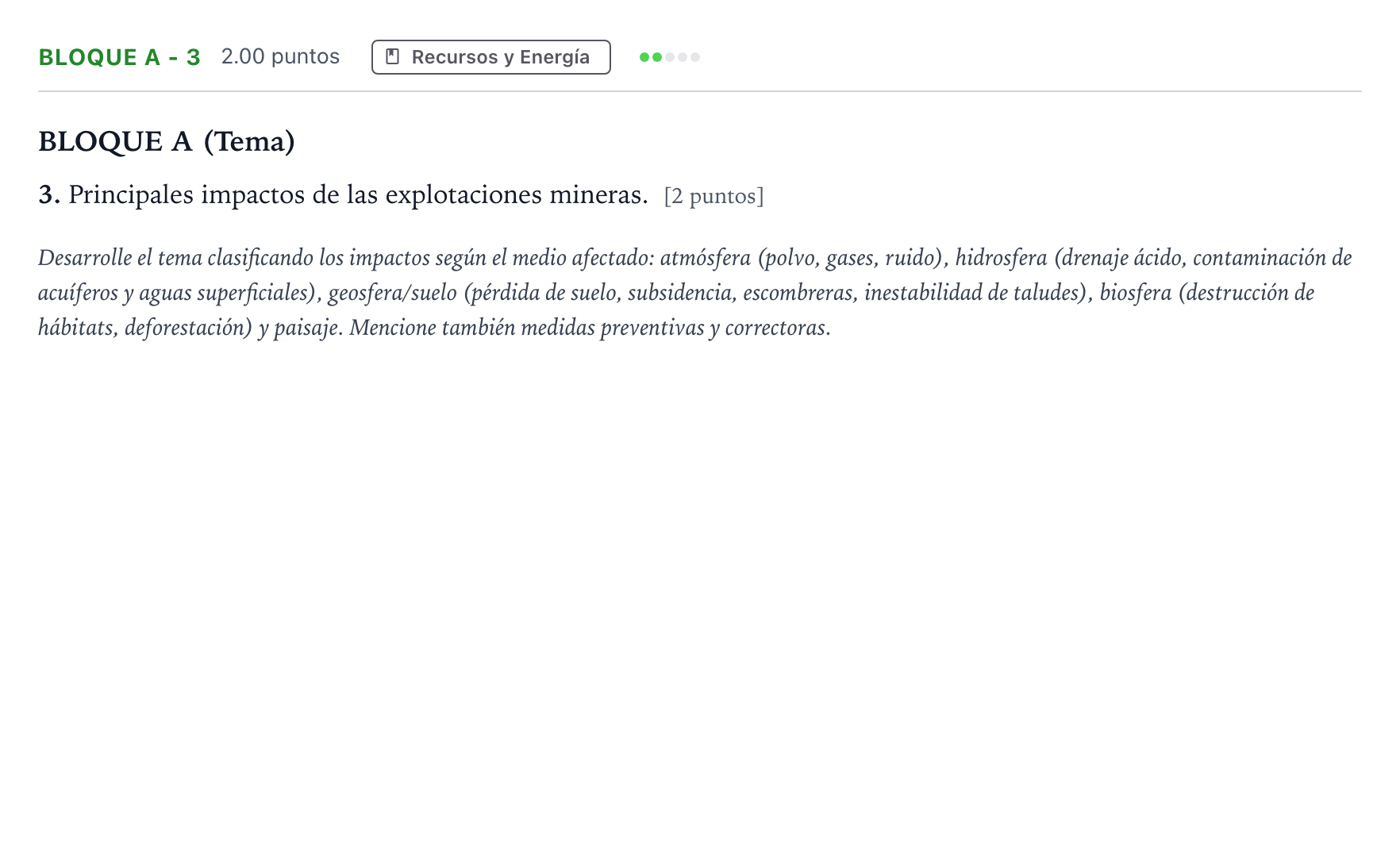 Enunciado: Bloque A - 3 · Geología PAU Andalucía Extraordinaria Suplente 2021