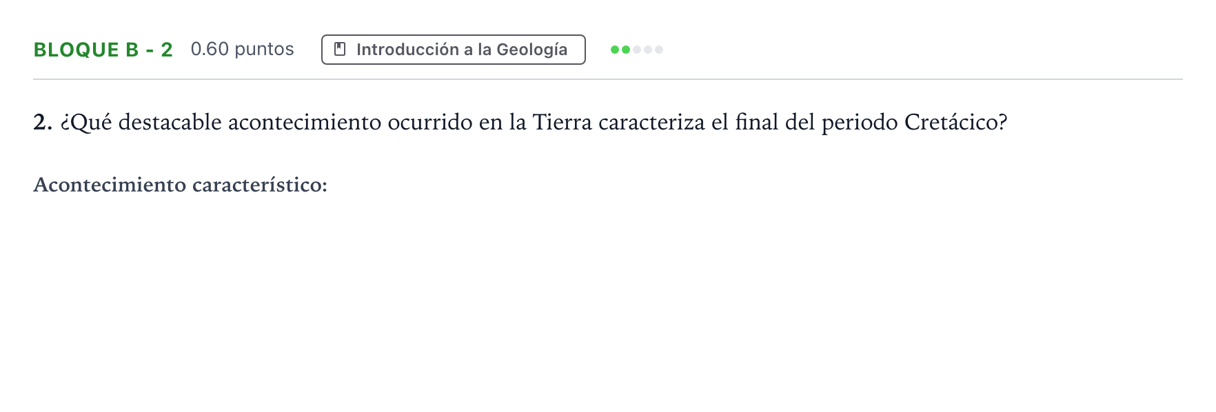 Enunciado: Bloque B - 2 · Geología PAU Andalucía Extraordinaria Titular 2021