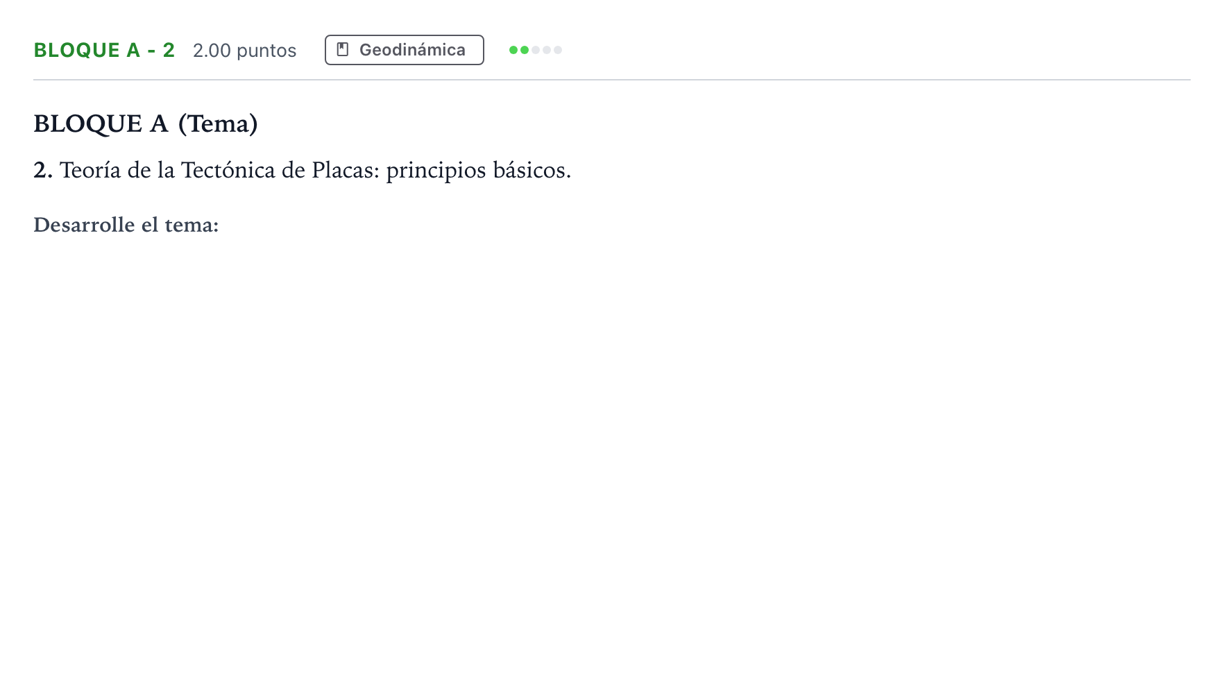 Enunciado: Bloque A - 2 · Geología PAU Andalucía Ordinaria Reserva 2021