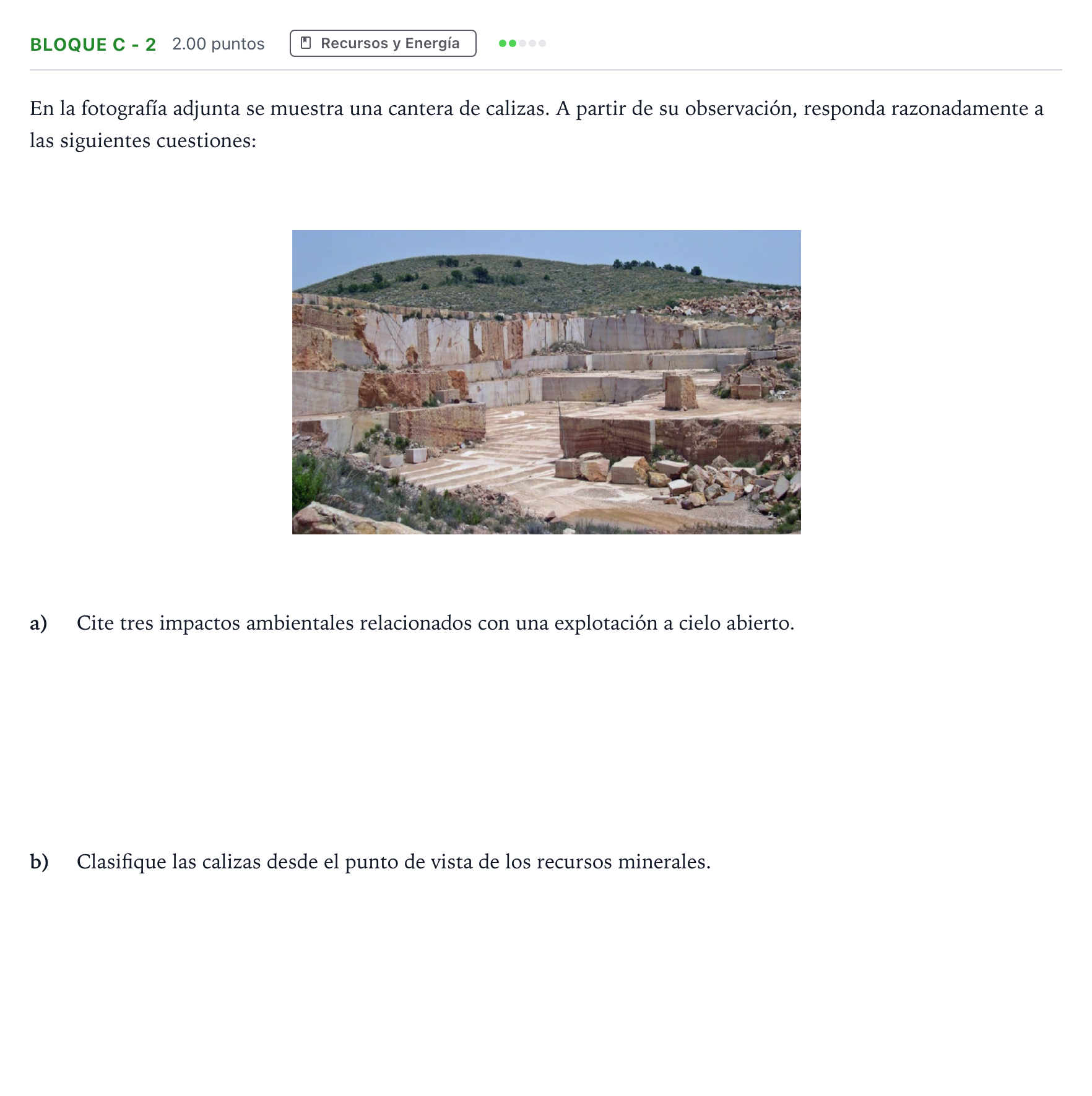 Enunciado: Bloque C - 2 · Geología PAU Andalucía Ordinaria Reserva 2021