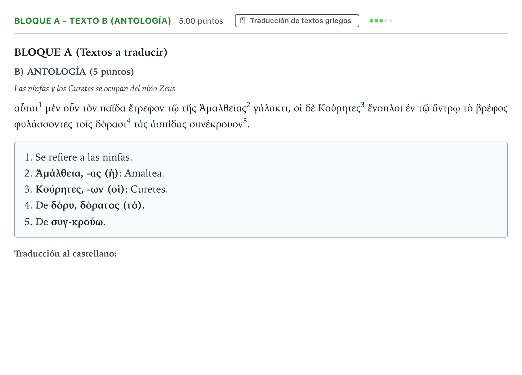 Enunciado: Bloque A - Texto B (Antología) · Griego II PAU Andalucía Extraordinaria Titular 2021
