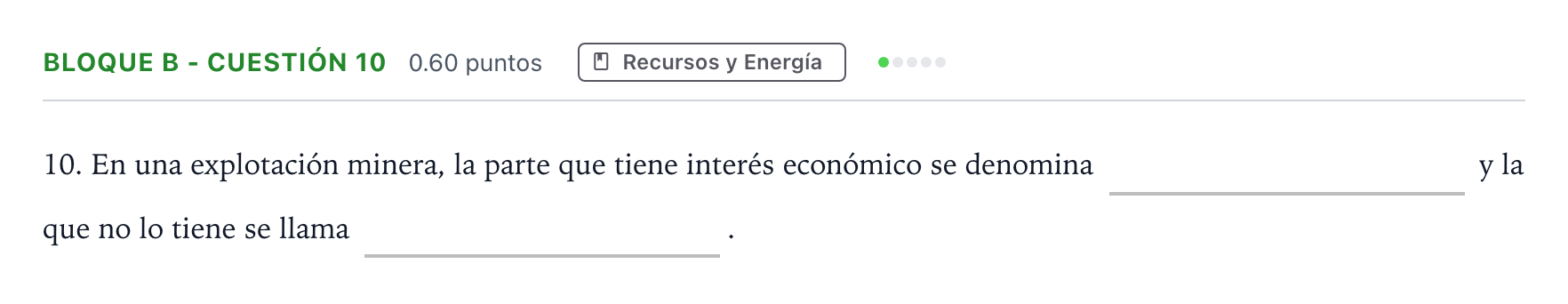 Enunciado: Bloque B - Cuestión 10 · Geología PAU Andalucía Ordinaria Suplente 2021