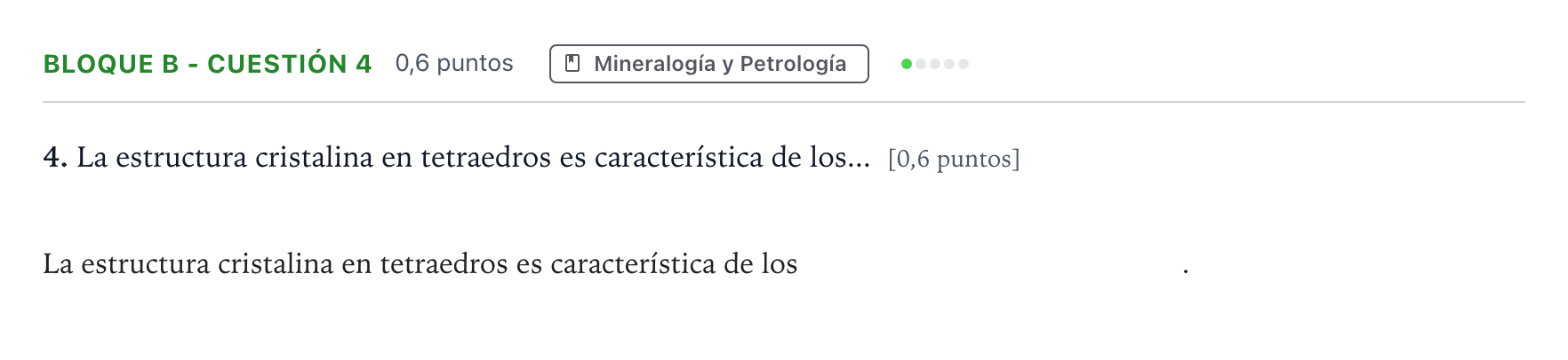 Enunciado: Bloque B - Cuestión 4 · Geología PAU Andalucía Ordinaria Suplente 2021