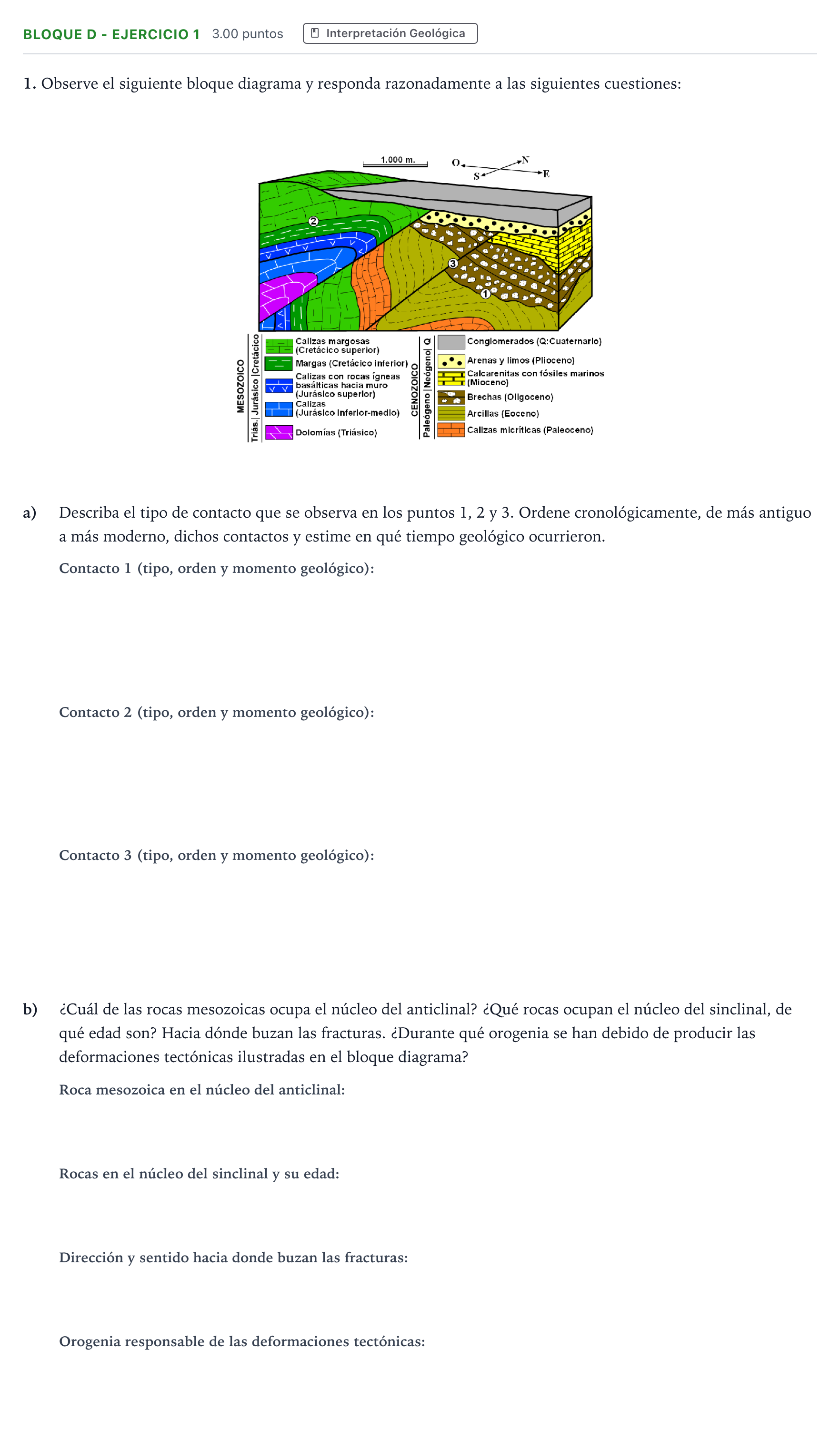 Enunciado: Bloque D - Ejercicio 1 · Geología PAU Andalucía Ordinaria Suplente 2021