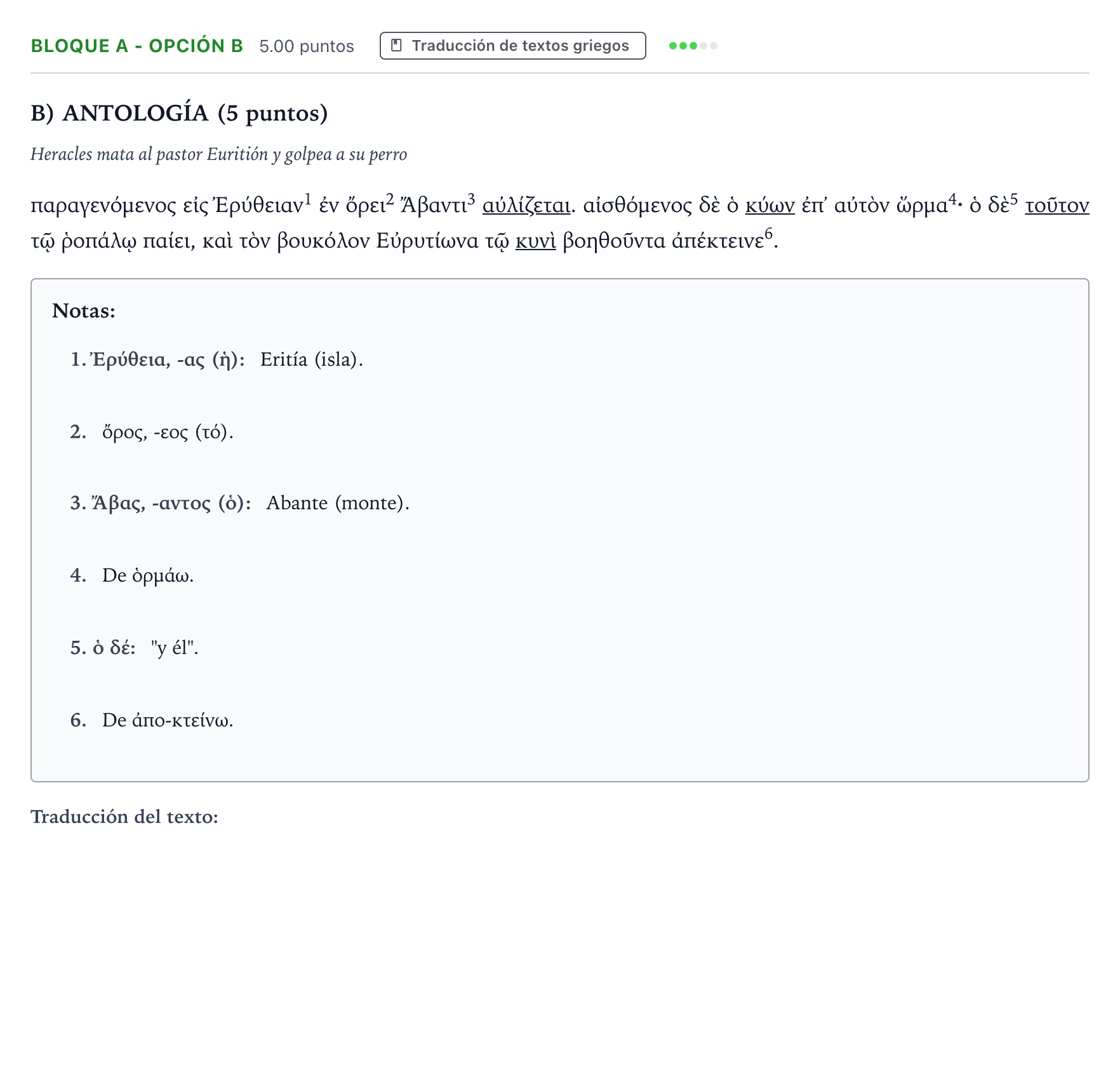 Enunciado: Bloque A - Opción B · Griego II PAU Andalucía Ordinaria Suplente 2021
