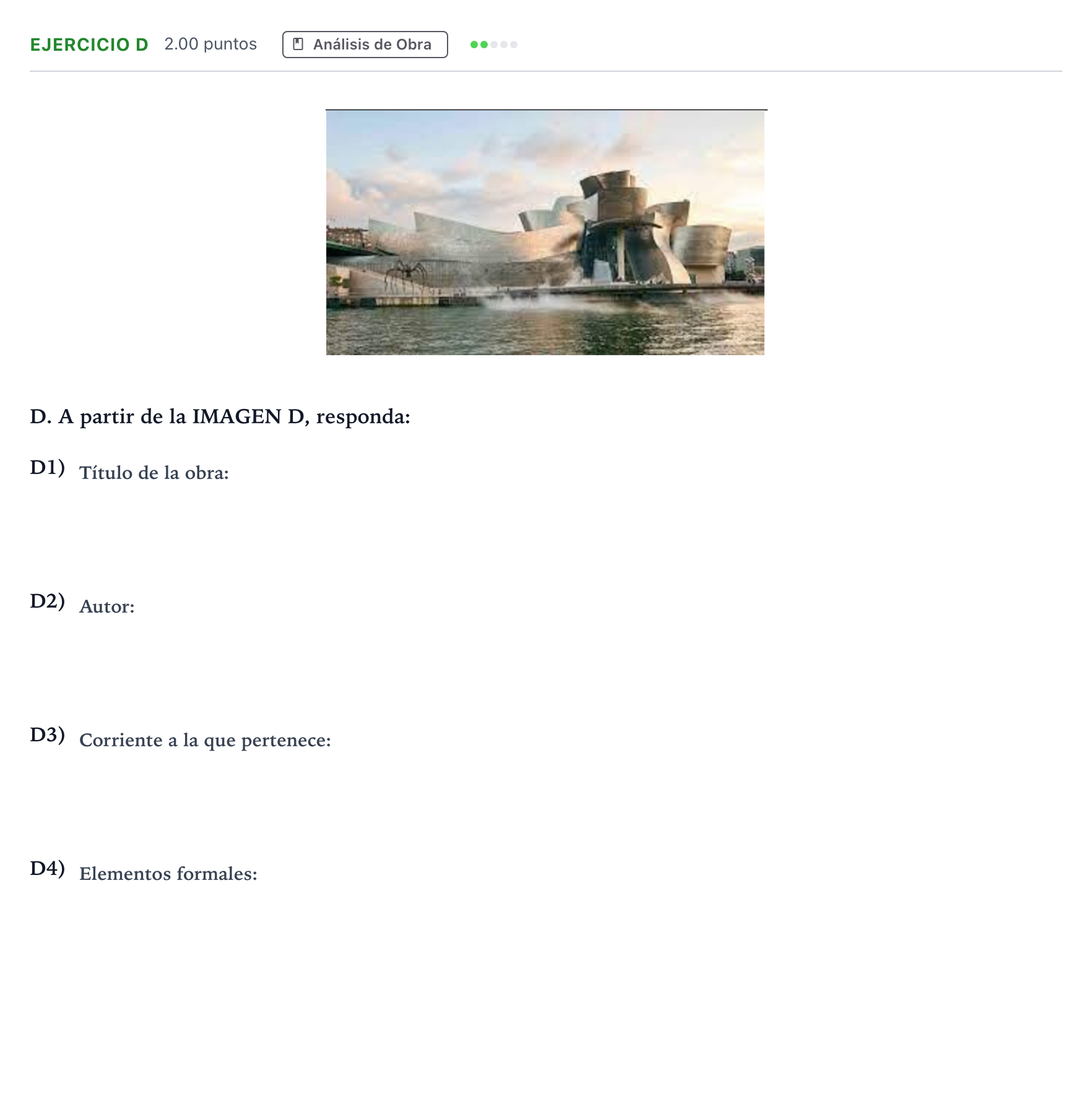 Enunciado: Ejercicio D · Historia del Arte PAU Andalucía Extraordinaria Reserva 2021