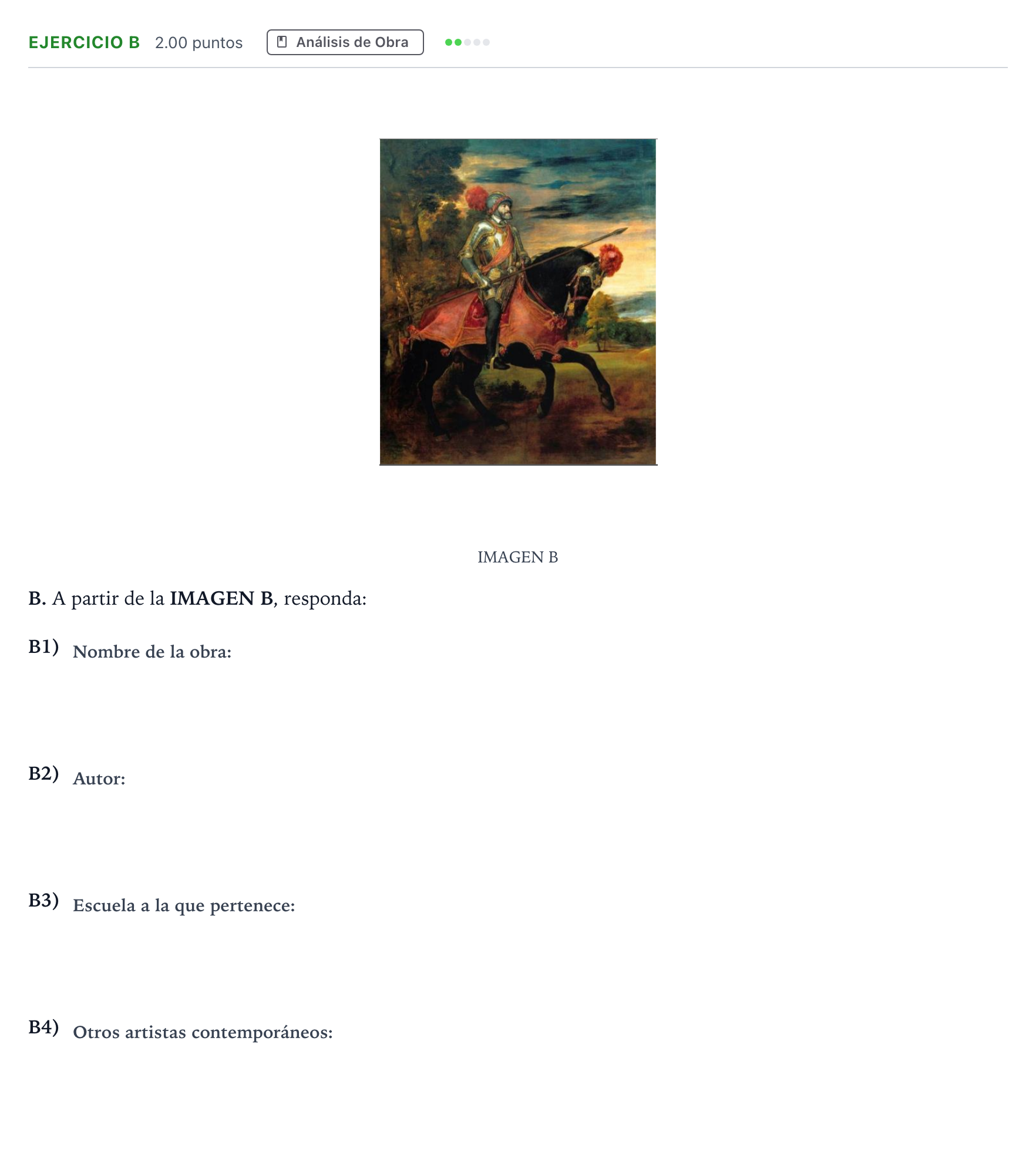 Enunciado: Ejercicio B · Historia del Arte PAU Andalucía Extraordinaria Suplente 2021