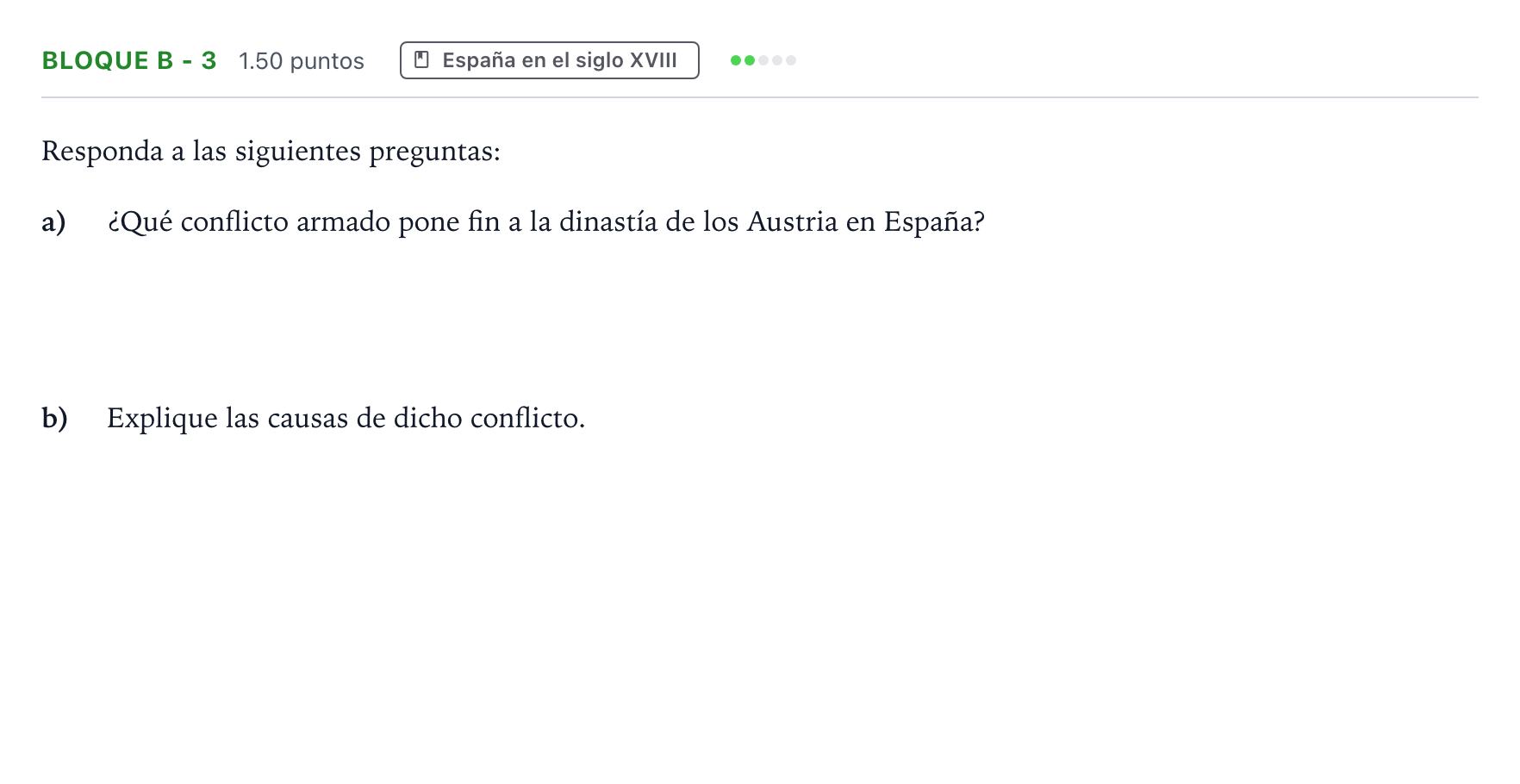 Enunciado: Bloque B - 3 · Historia de España PAU Andalucía Extraordinaria Reserva 2021