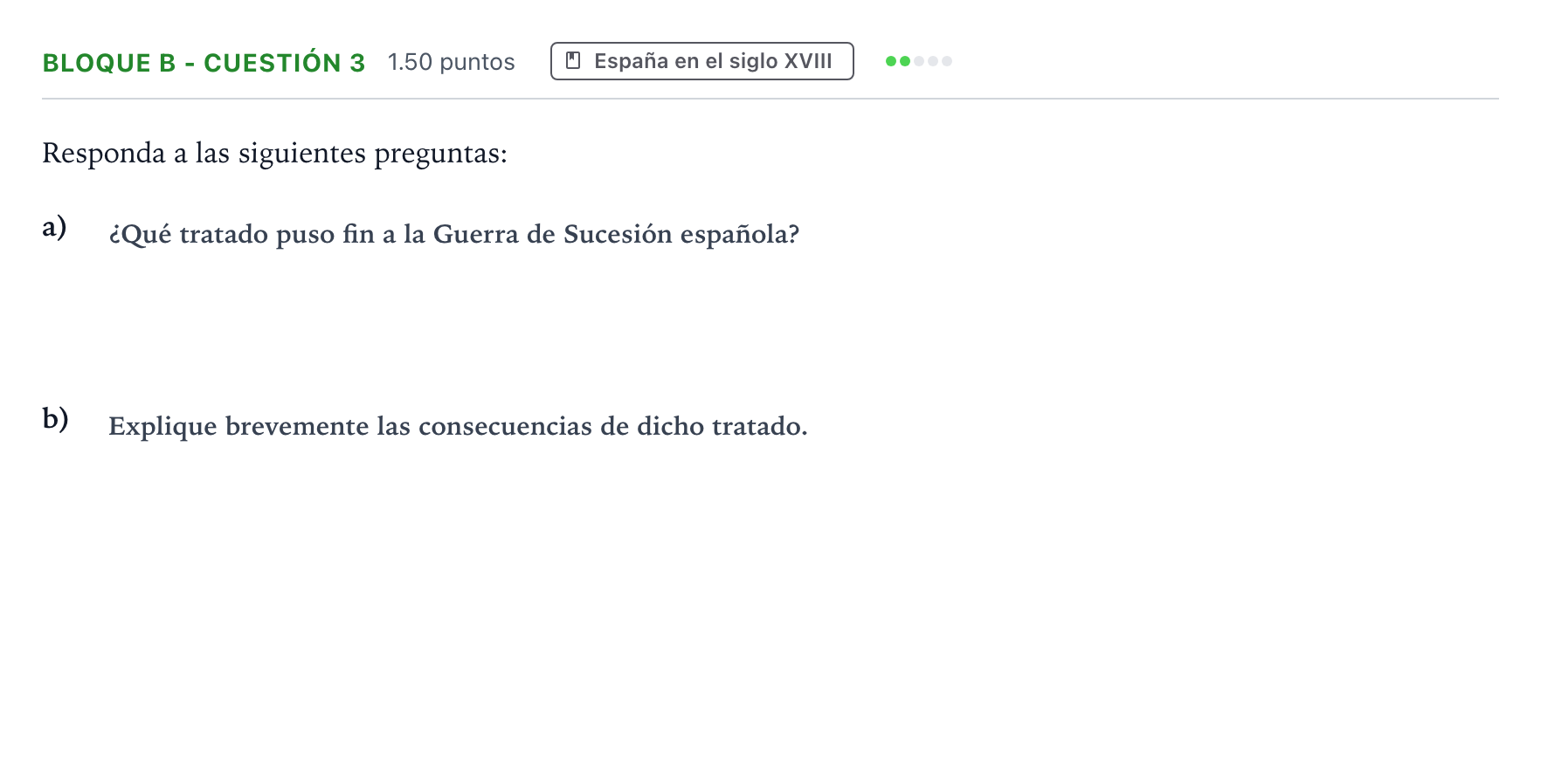 Enunciado: Bloque B - Cuestión 3 · Historia de España PAU Andalucía Extraordinaria Suplente 2021