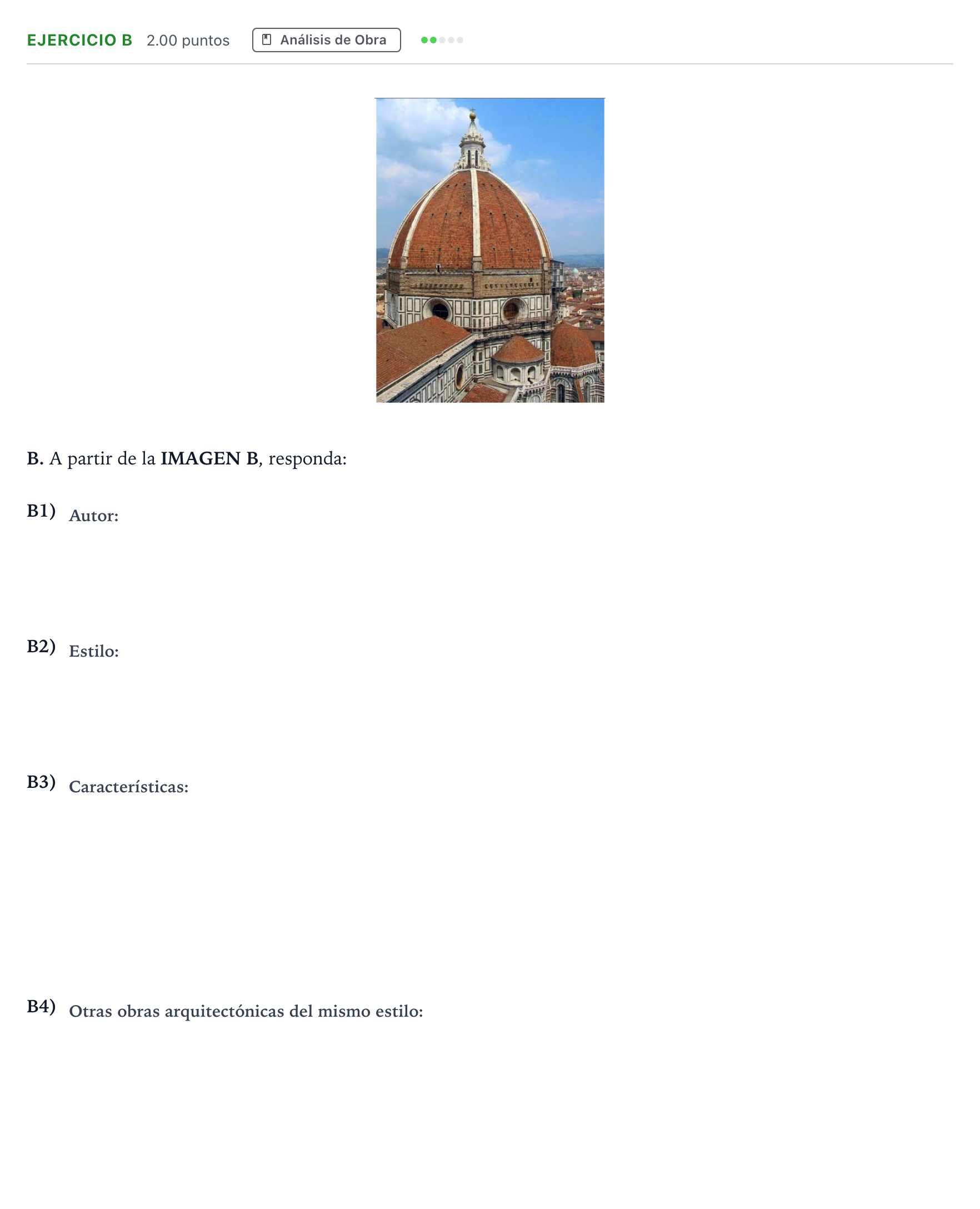 Enunciado: Ejercicio B · Historia del Arte PAU Andalucía Ordinaria Suplente 2021