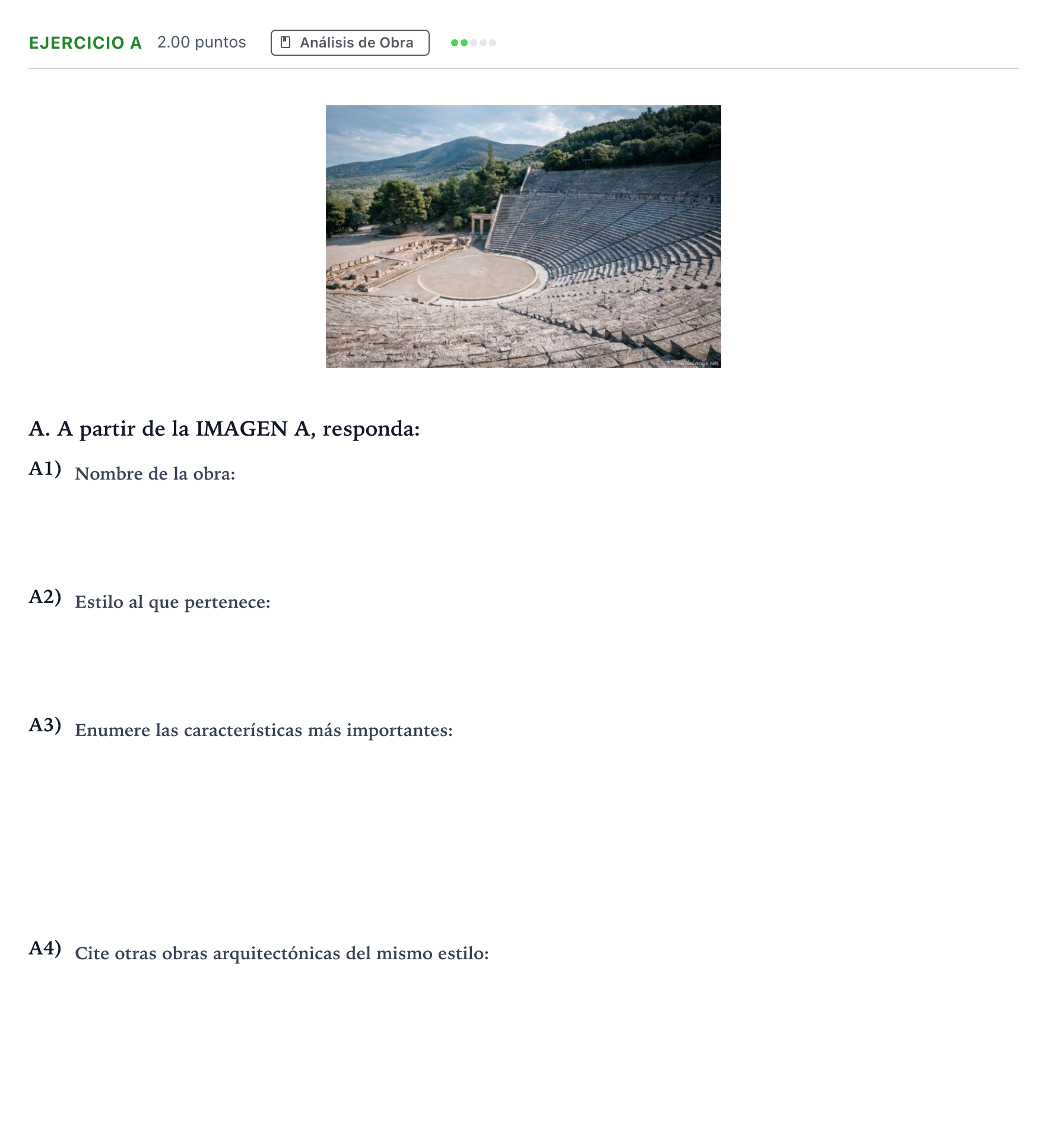 Enunciado: Ejercicio A · Historia del Arte PAU Andalucía Ordinaria Titular 2021