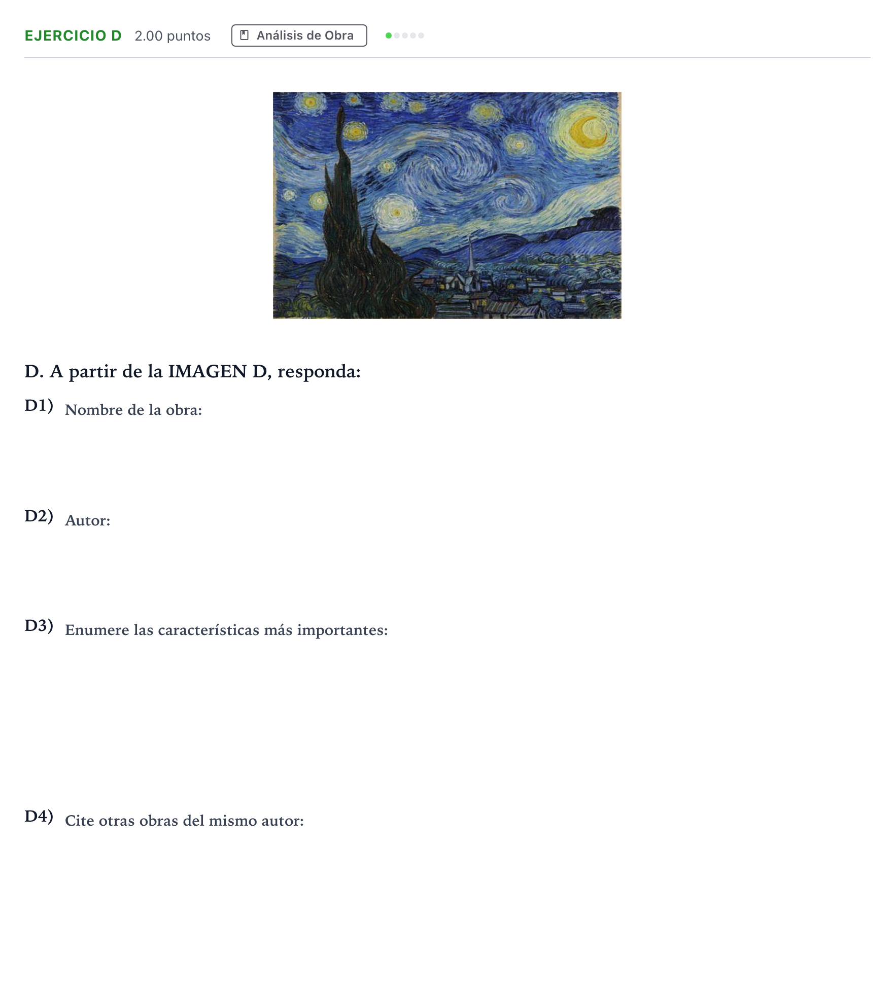 Enunciado: Ejercicio D · Historia del Arte PAU Andalucía Ordinaria Titular 2021