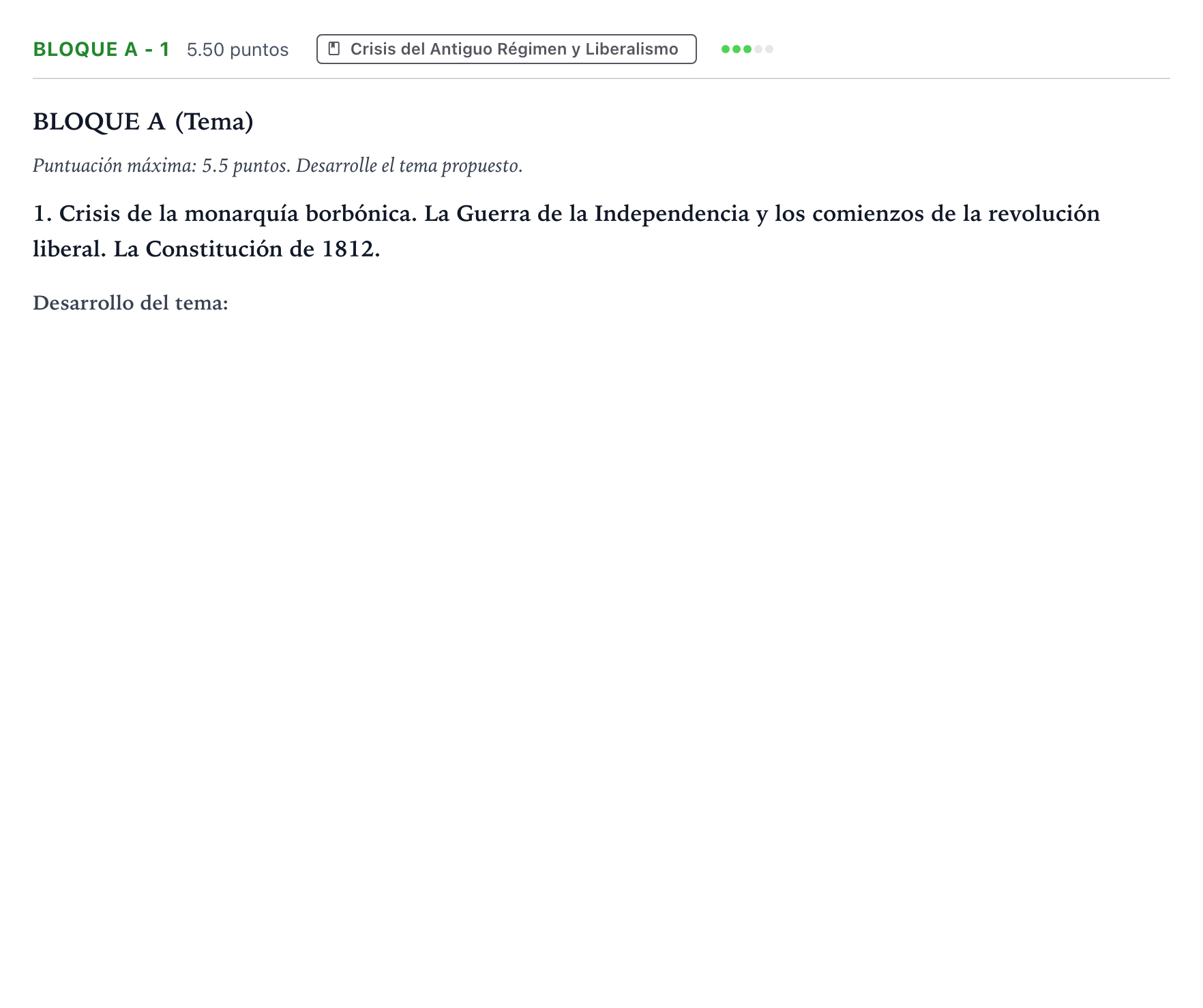Enunciado: Bloque A - 1 · Historia de España PAU Andalucía Ordinaria Suplente 2021