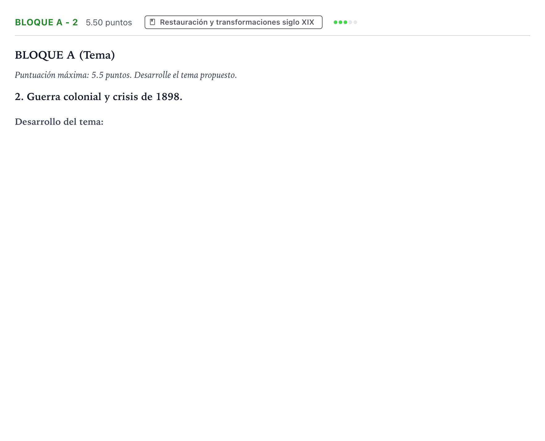 Enunciado: Bloque A - 2 · Historia de España PAU Andalucía Ordinaria Suplente 2021