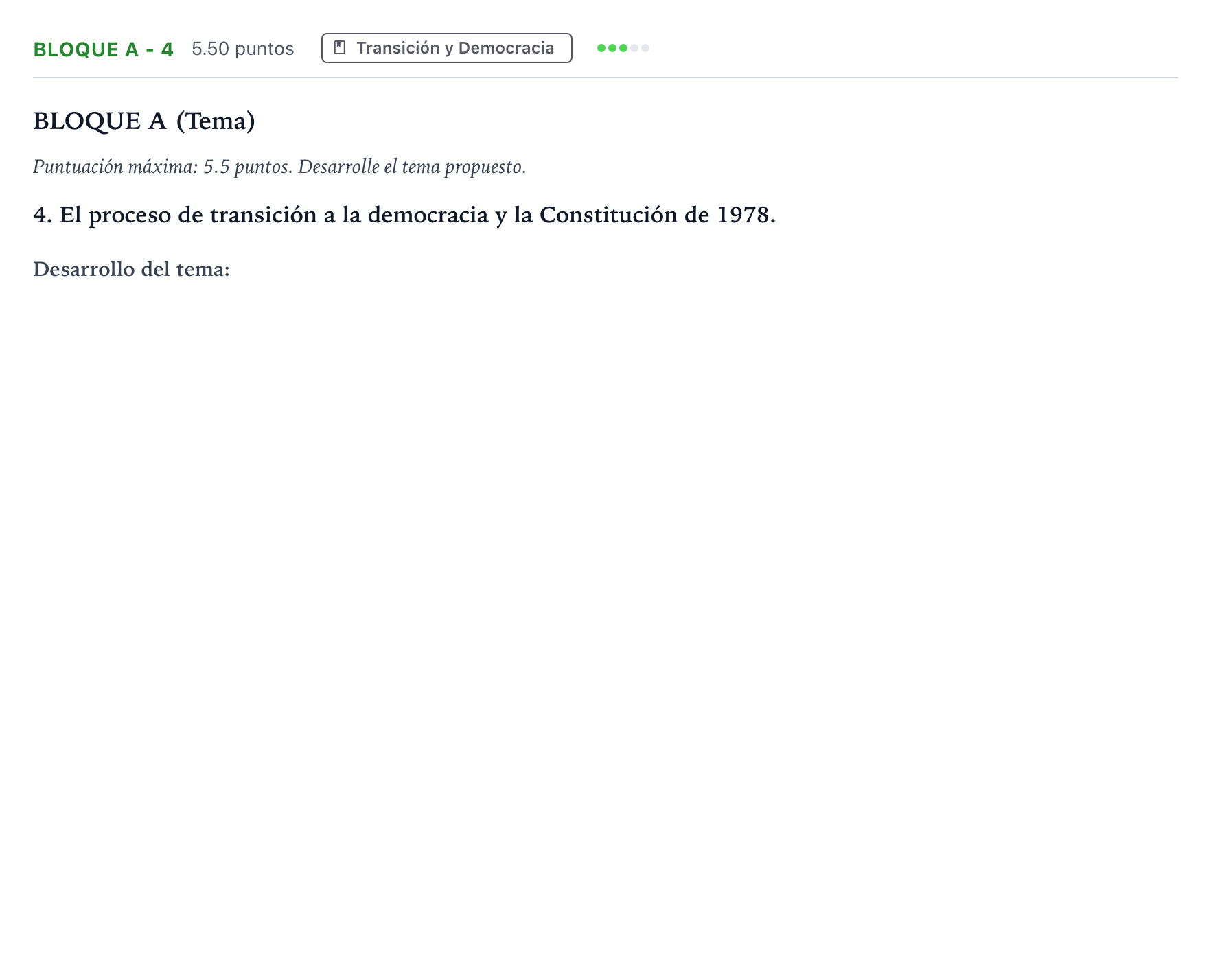 Enunciado: Bloque A - 4 · Historia de España PAU Andalucía Ordinaria Suplente 2021