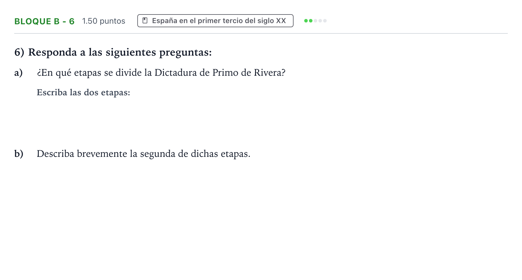 Enunciado: Bloque B - 6 · Historia de España PAU Andalucía Ordinaria Suplente 2021