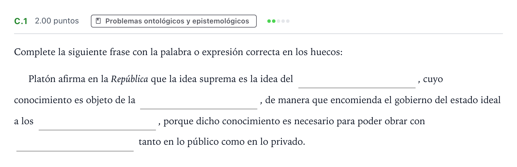 Enunciado: Ejercicio C.1 · Historia de la Filosofía PAU Andalucía Extraordinaria Suplente 2021