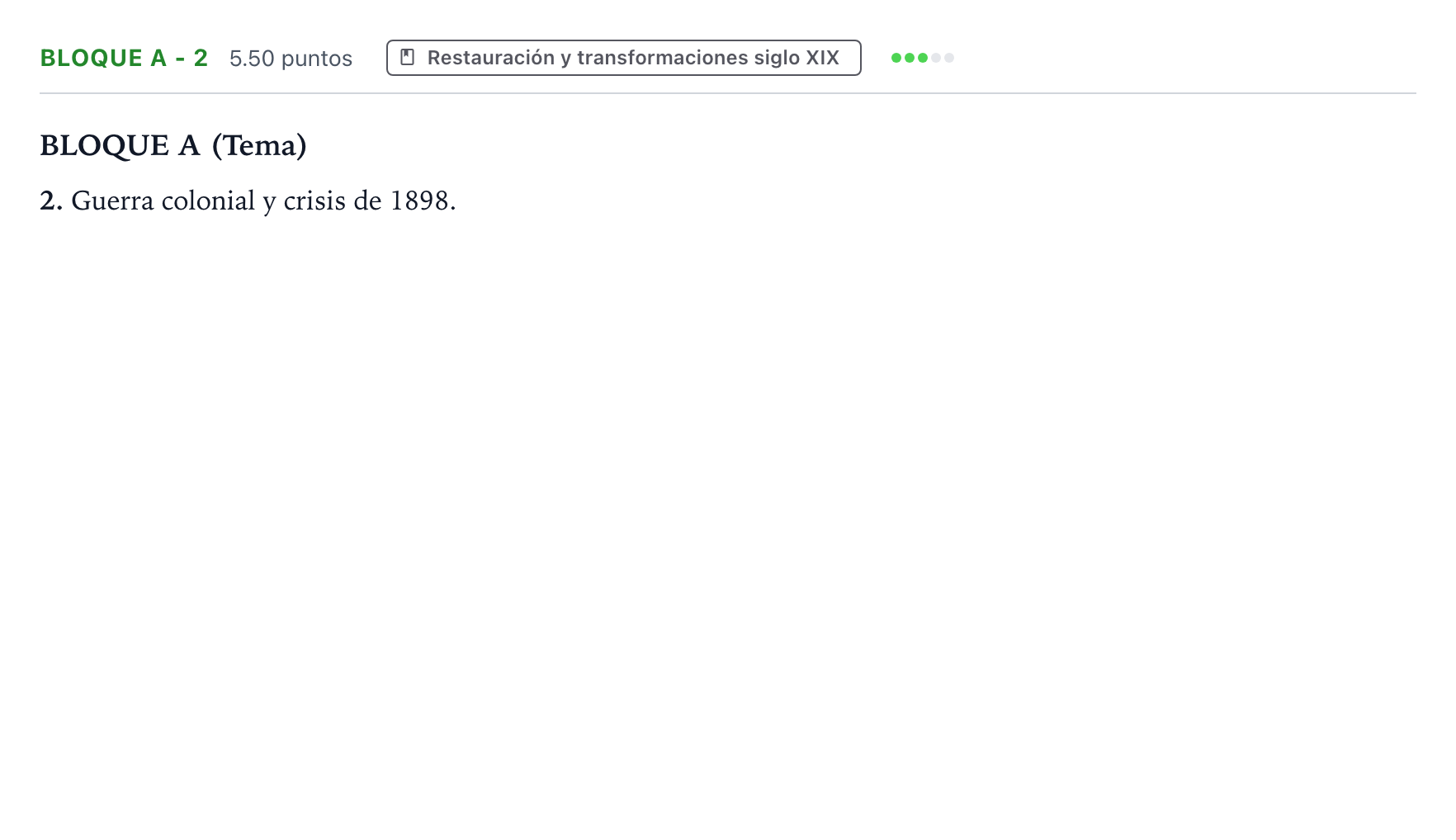 Enunciado: Bloque A - 2 · Historia de España PAU Andalucía Ordinaria Titular 2021