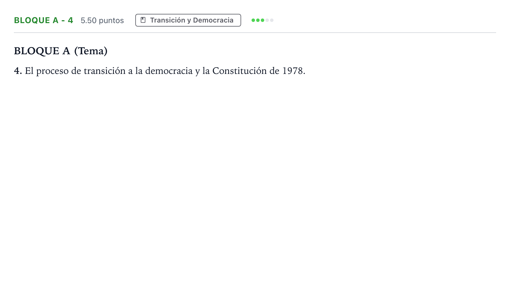 Enunciado: Bloque A - 4 · Historia de España PAU Andalucía Ordinaria Titular 2021