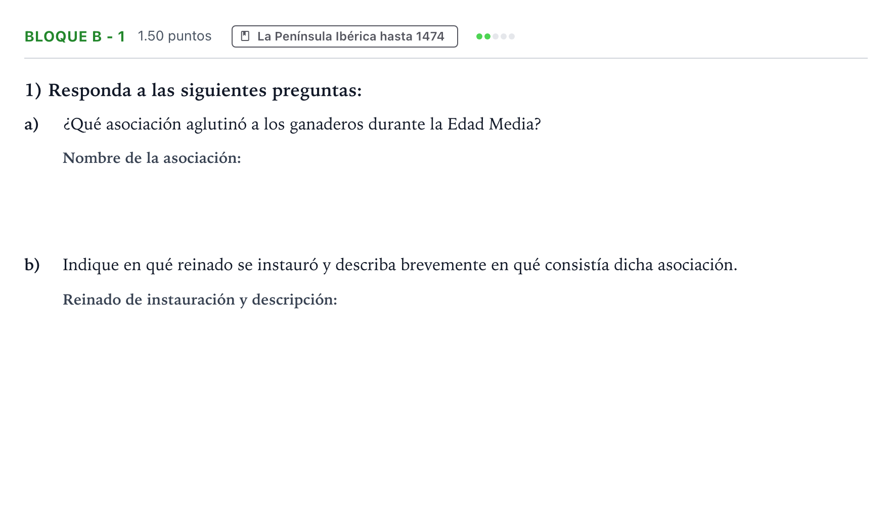 Enunciado: Bloque B - 1 · Historia de España PAU Andalucía Ordinaria Titular 2021