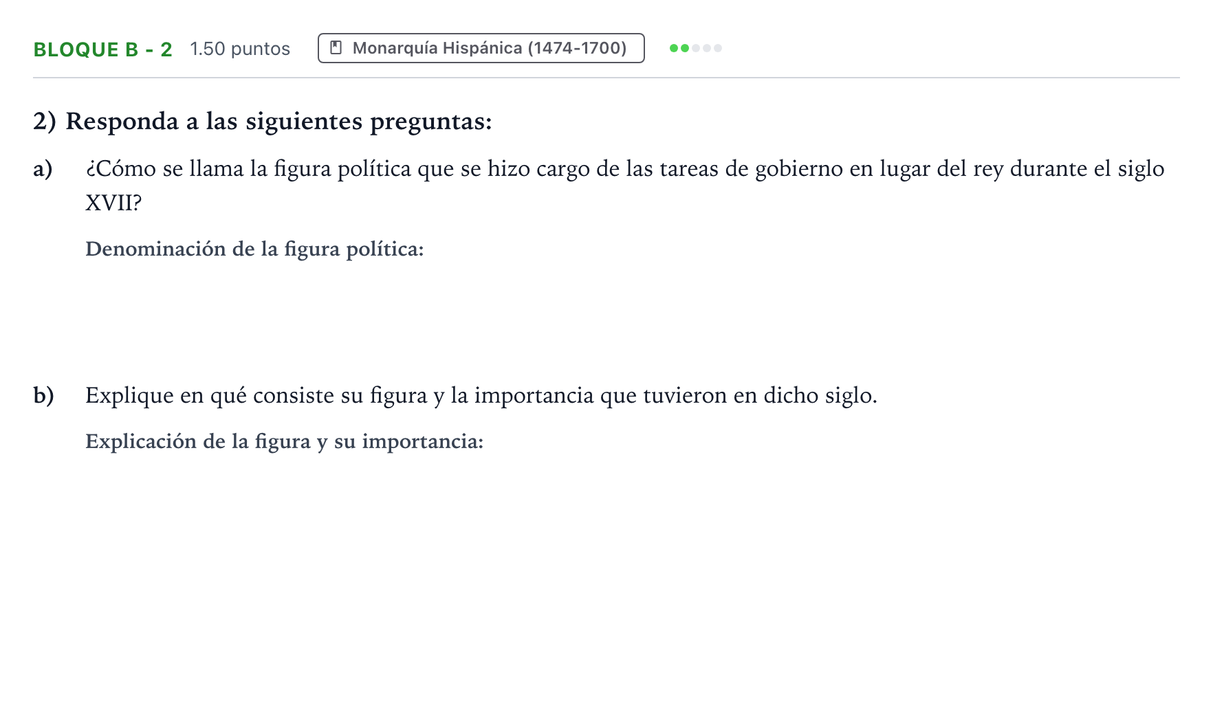 Enunciado: Bloque B - 2 · Historia de España PAU Andalucía Ordinaria Titular 2021